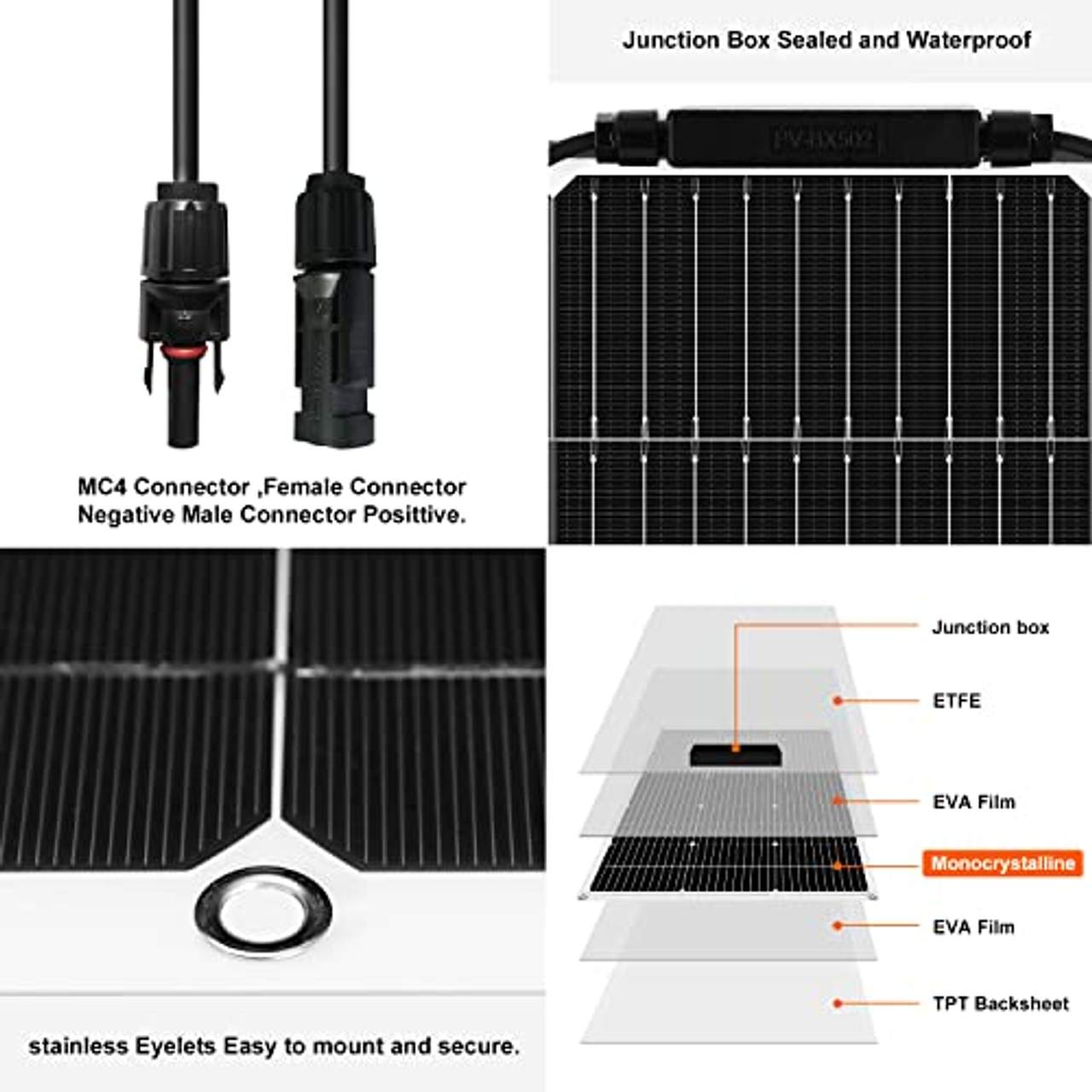 DOKIO 2 * 100W Solarpanel flexibel Mono 200W 12V