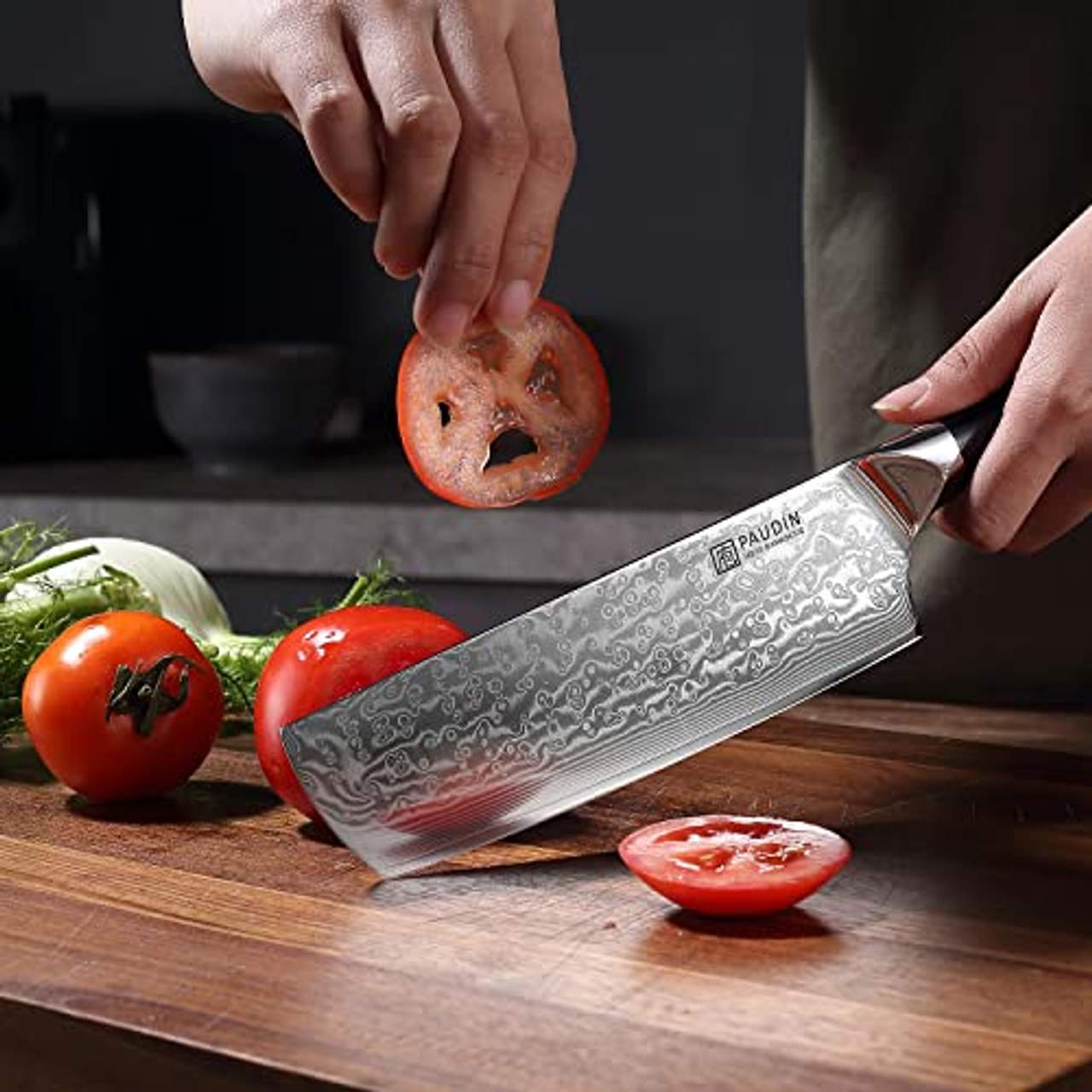 PAUDIN Damastmesser Nakiri Messer 17cm Professional Küchenmesser