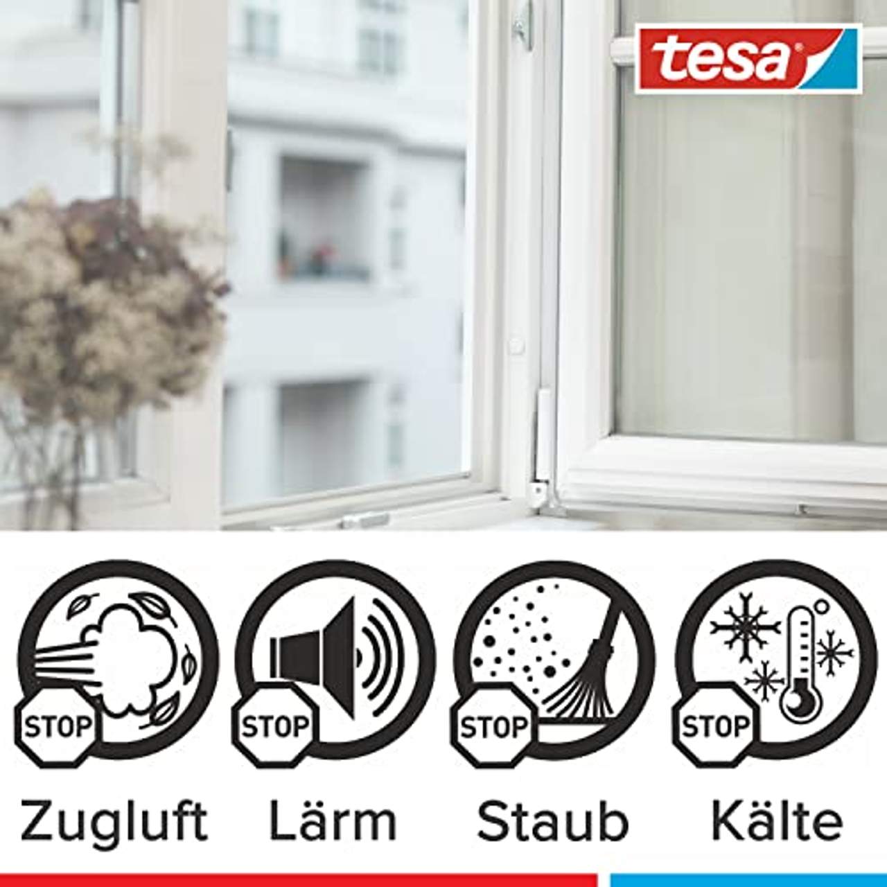 tesamoll Thermo Cover Fenster-Isolierfolie + Schaumstoffdichtung