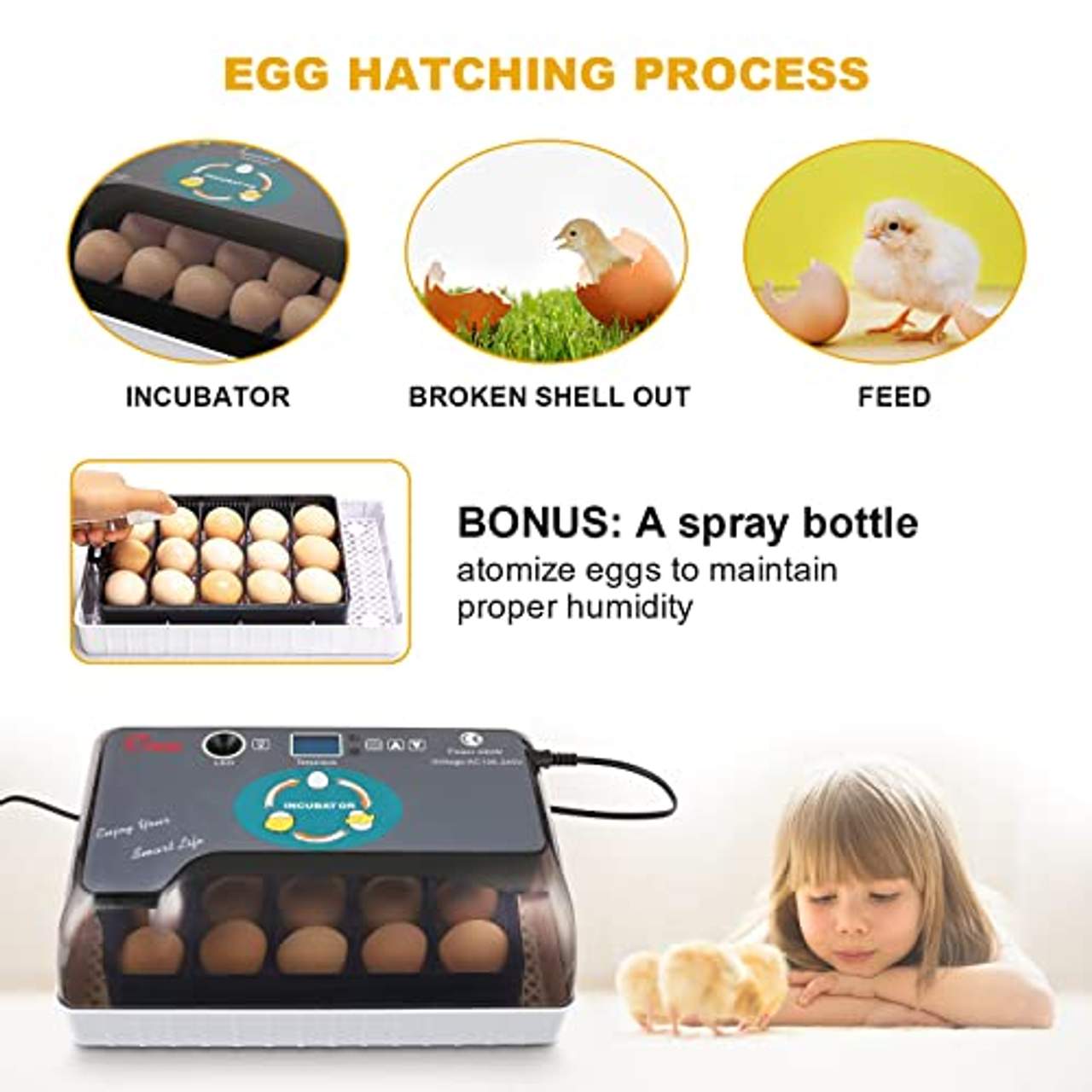 Sailnovo Brutmaschine Vollautomatisch Hühner Eier Brutgerät