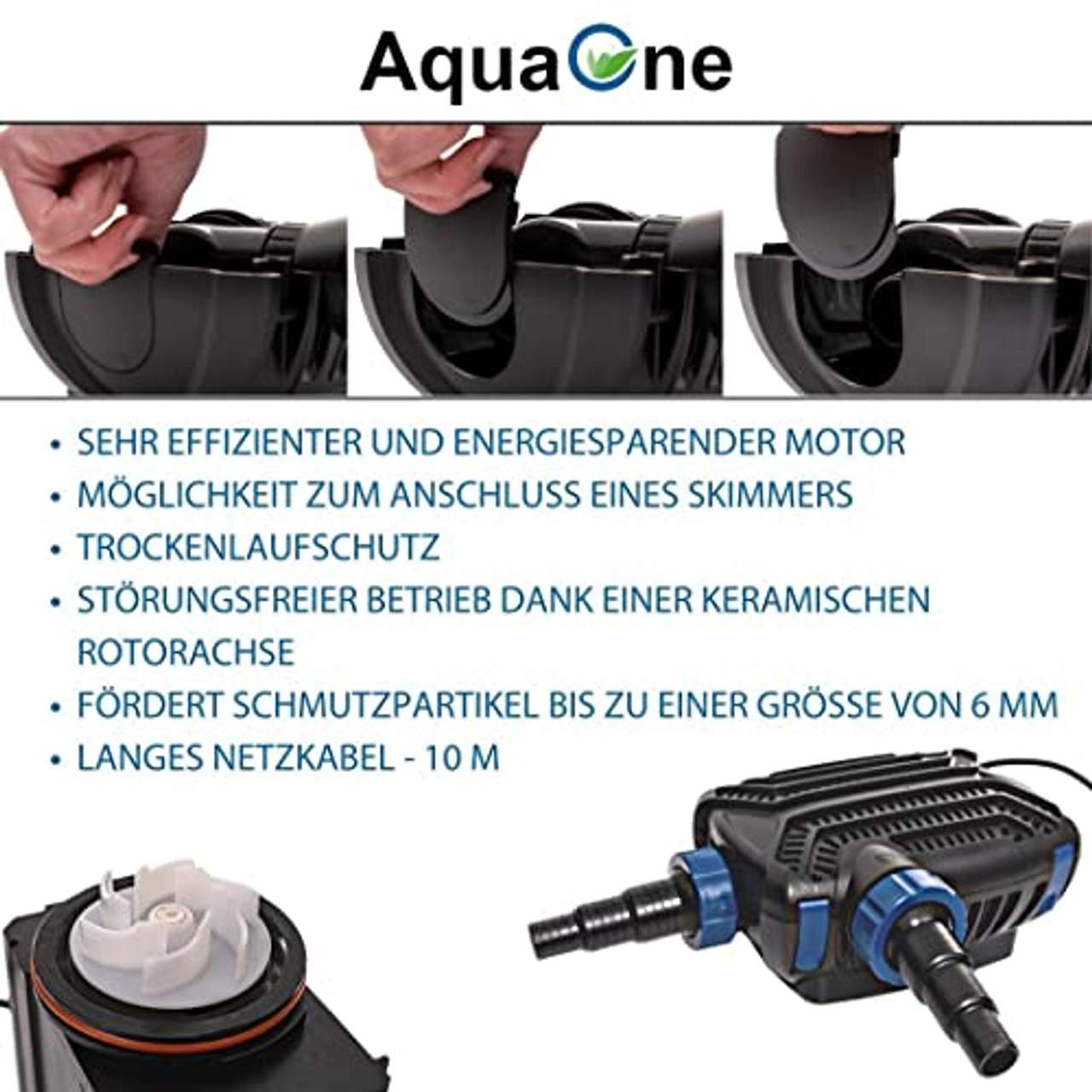 AquaOne Eco Teichpumpe CTF-B 5000 30 Watt 5000l /h I Hochwertige Teichpumpe