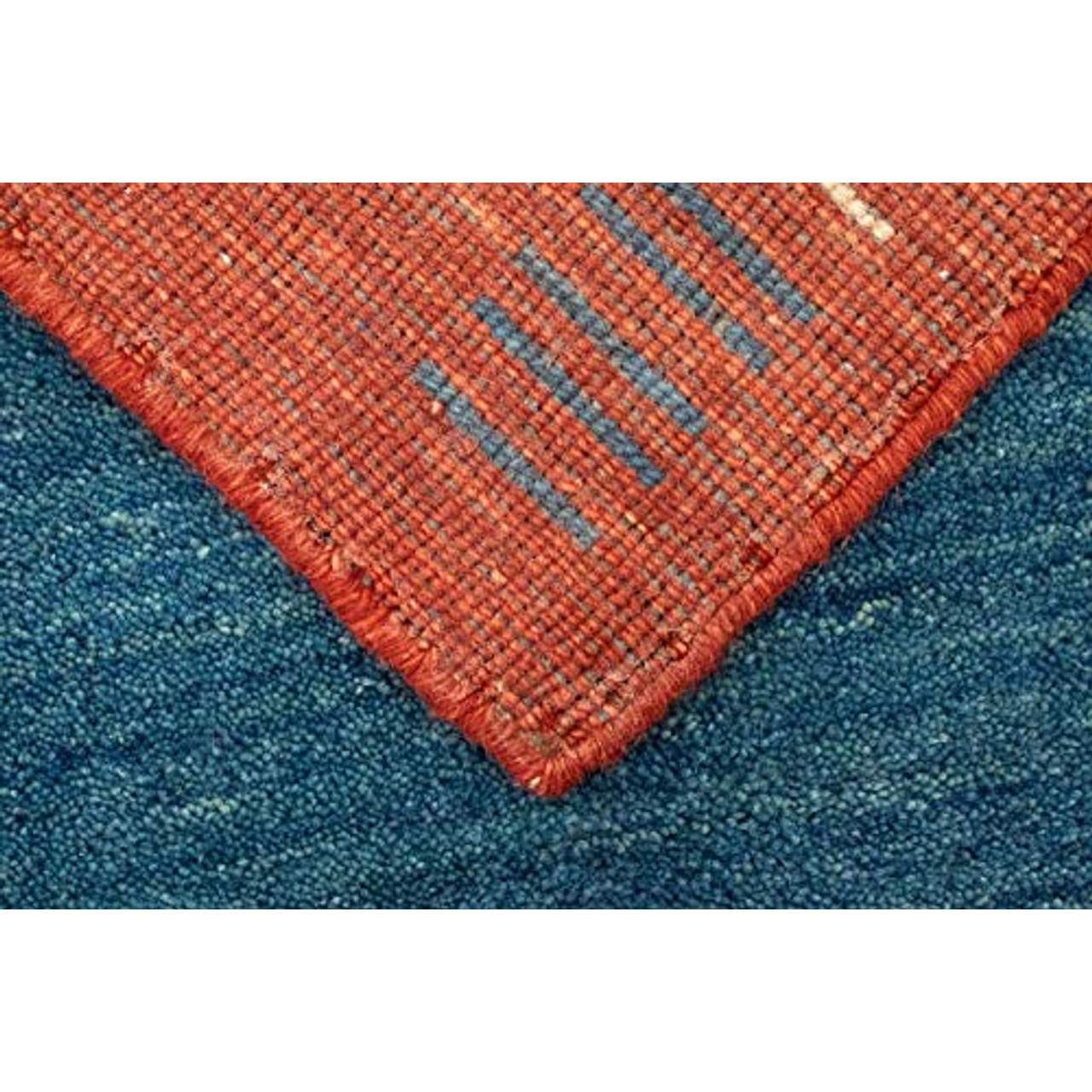 Morgenland Gabbeh Teppich Barossa Blau Handgewebt Bordüre 240 x 170 cm