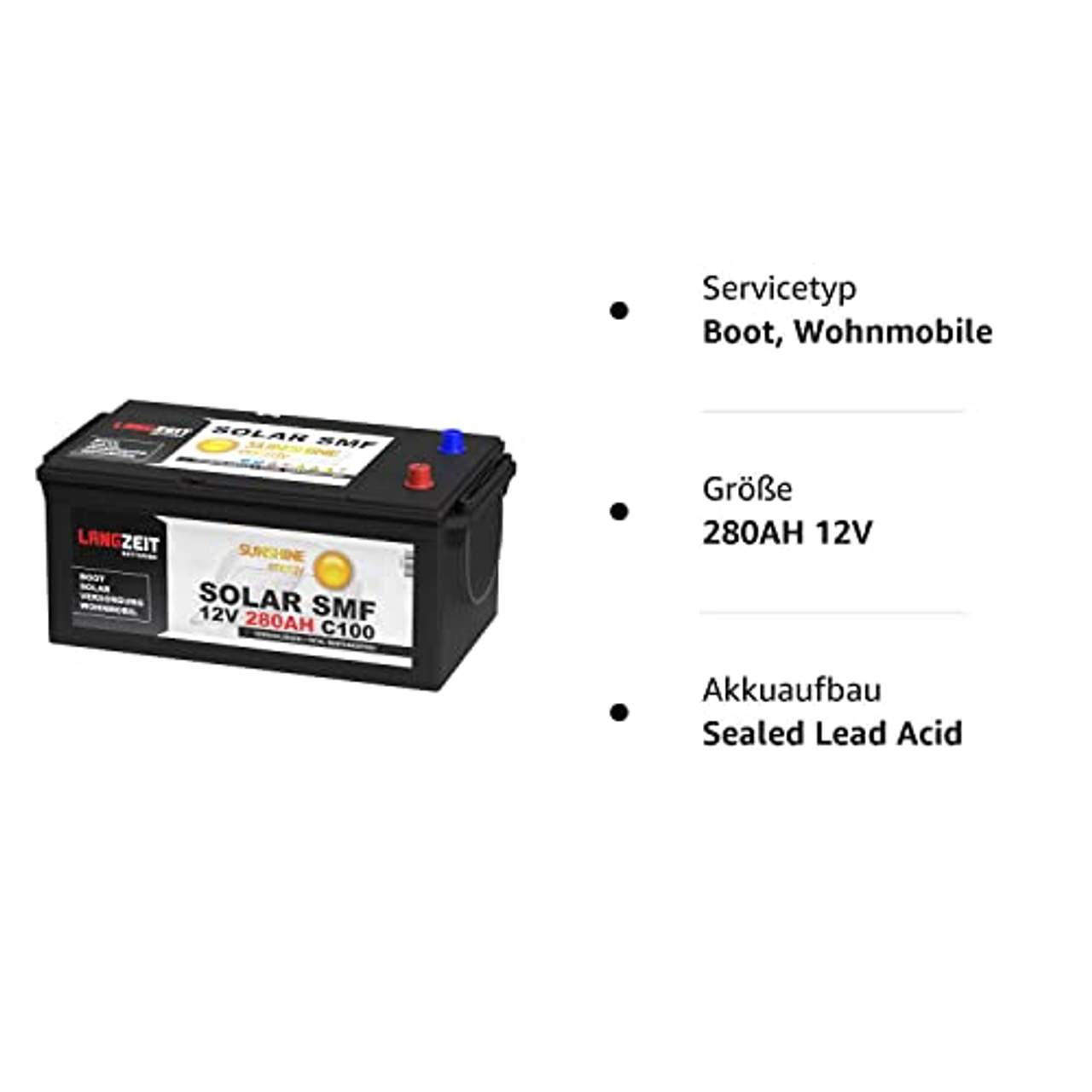 Solarbatterie 280Ah 12V Versorgungsbatterie Wohnmobil Batterie Boot