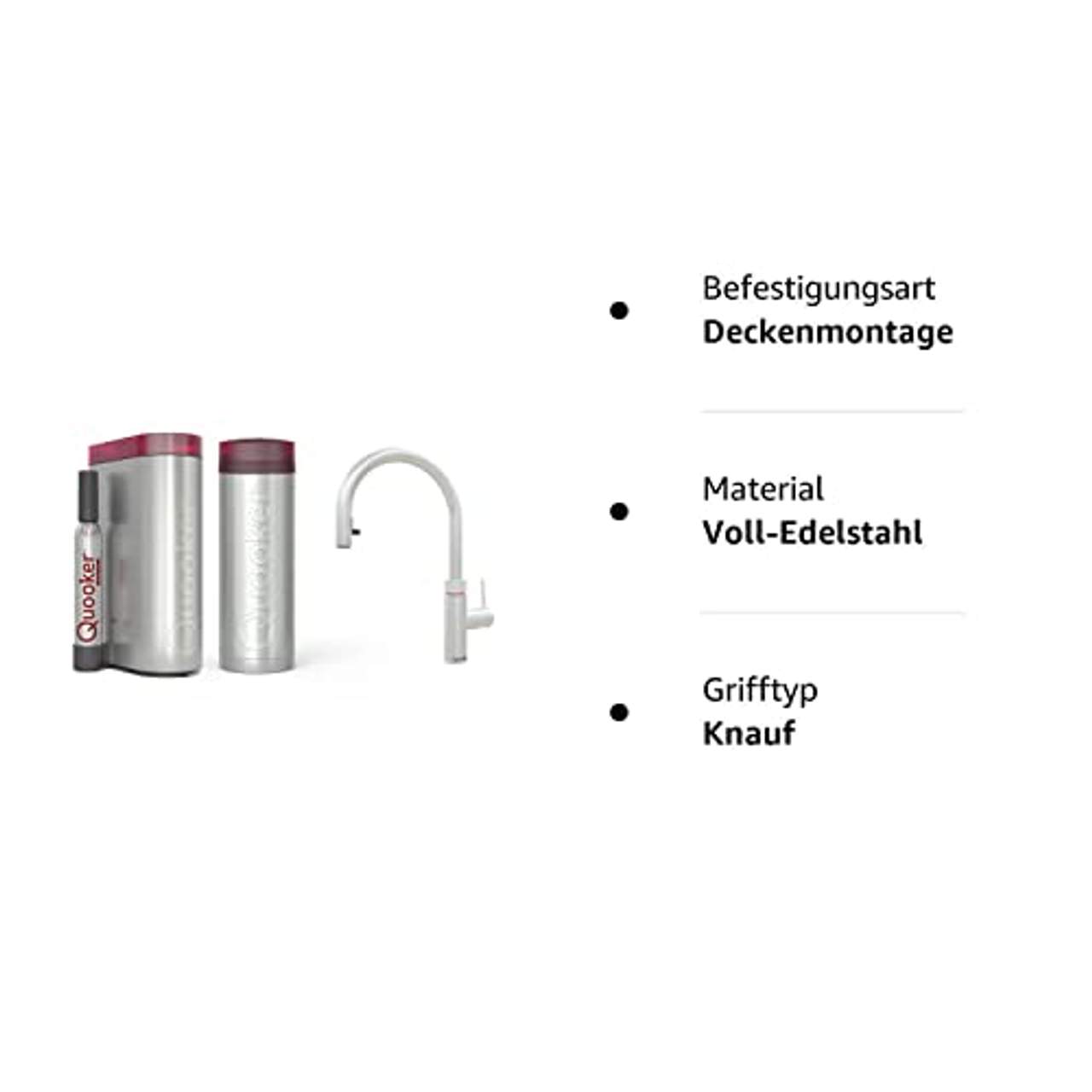 Quooker Flex Kochend-Wasser-Hahn Voll-Edelstahl und Reservoirs PRO3 mit Cube