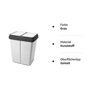 Alpfa Müllbehälter 2 x 30 Liter Duo Bin Grau Granit Made In Europe
