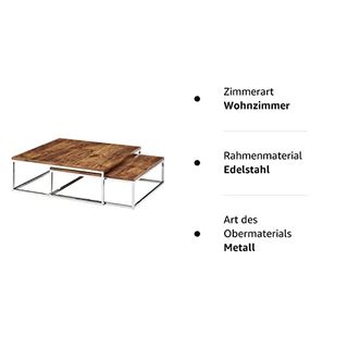 Relaxdays Couchtisch Holz Flat 2er Set natur HBT 27 x 80 x 80 cm großer Wohnzimmertisch passt