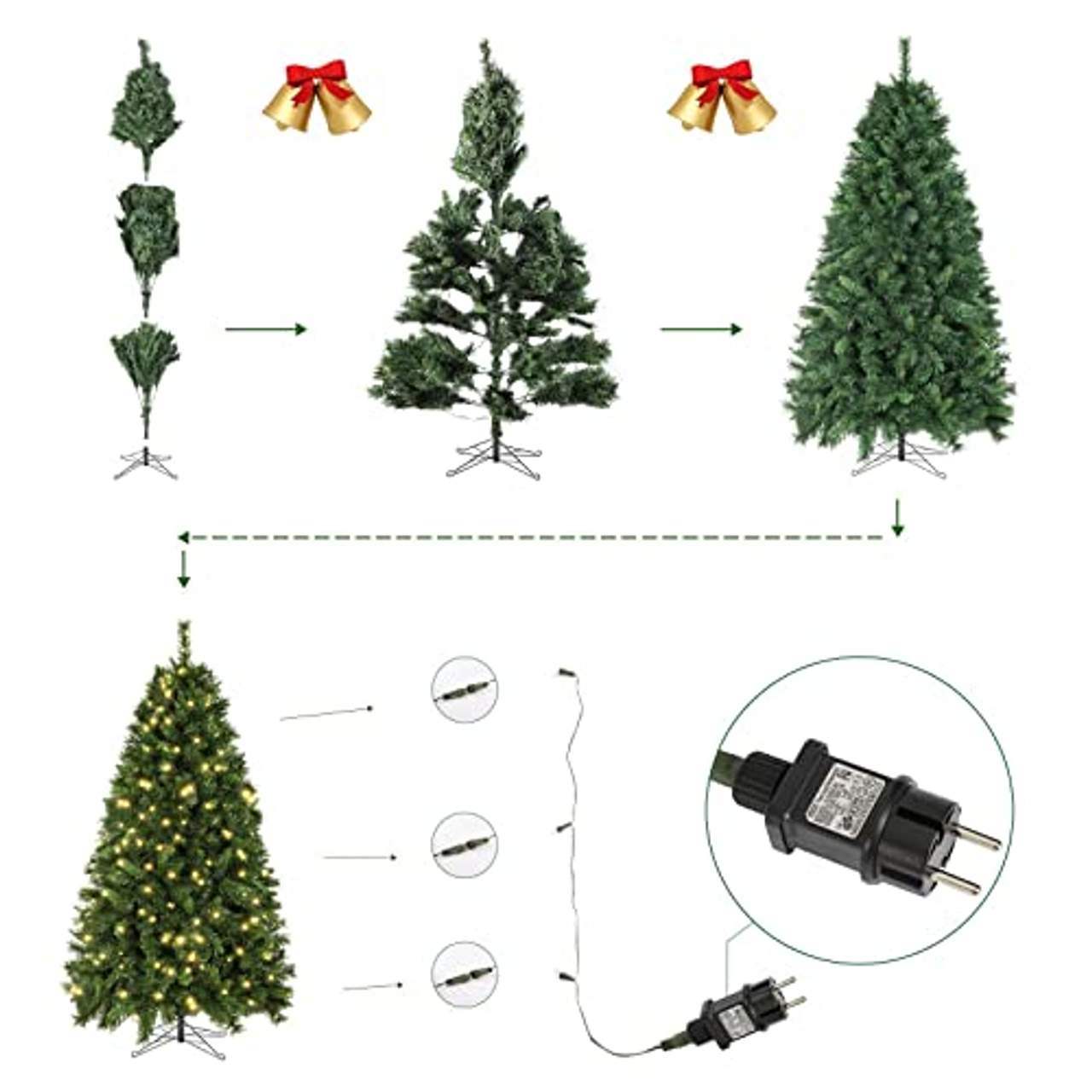 SALCAR Künstlicher Weihnachtsbaum mit Beleuchtung 180 cm
