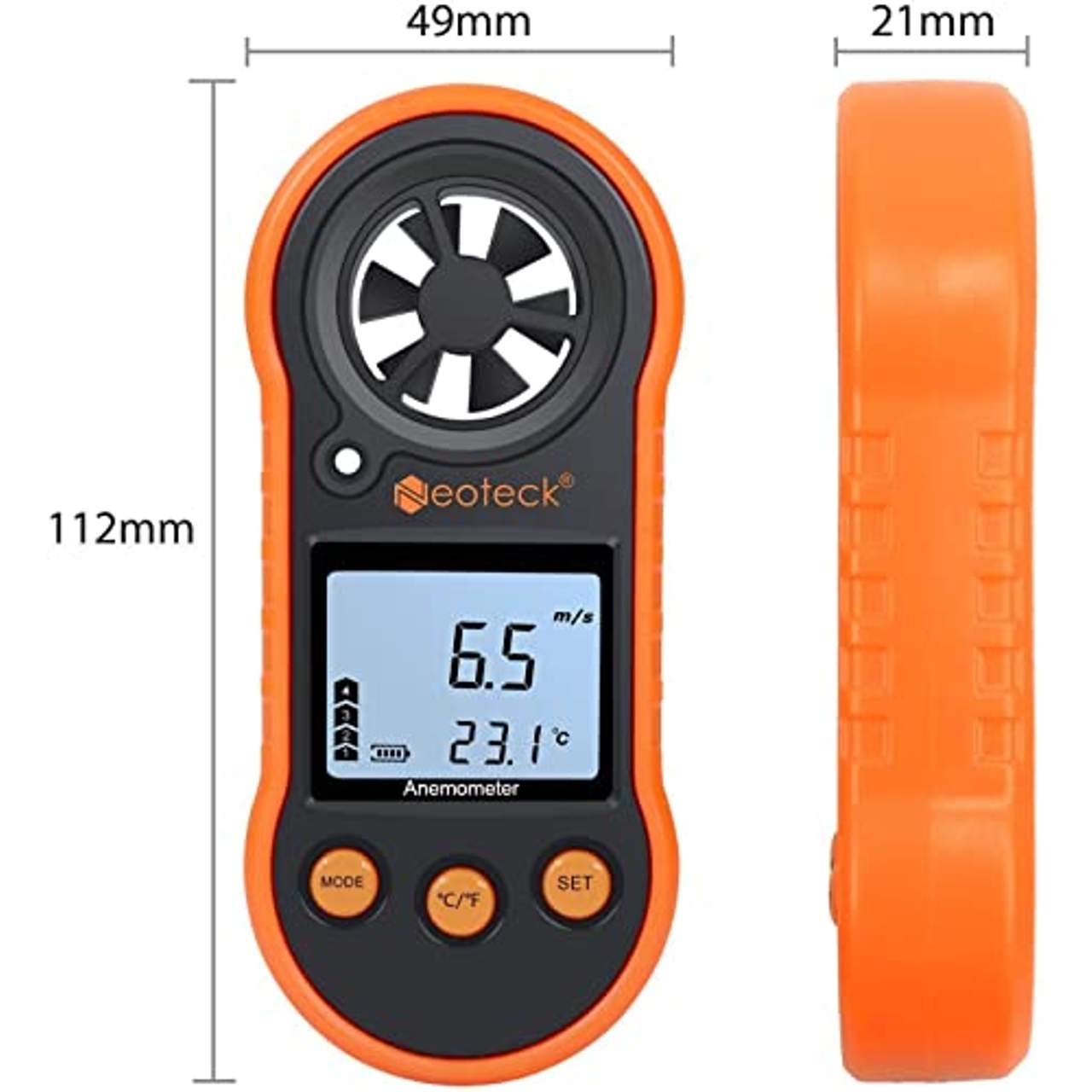 Neoteck Anemometer Digital LCD Luftstrom Geschwindigkeitsmessung Thermometer