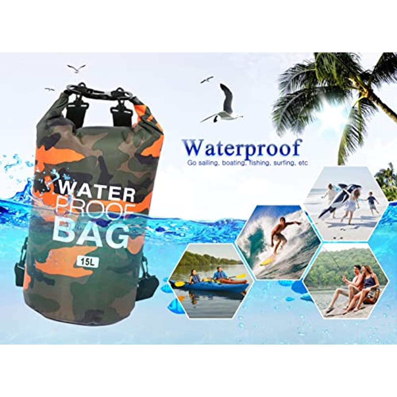 Idefair Wasserdichter Packsack Schwimmender Trockenrucksack Strandtasche Leichter Trockensack