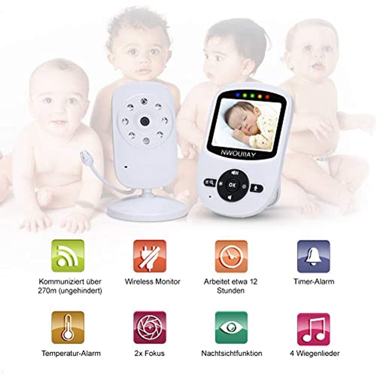 NWOUIIAY Baby Phone Baby Monitor 2.4 GHz Baby Kamera