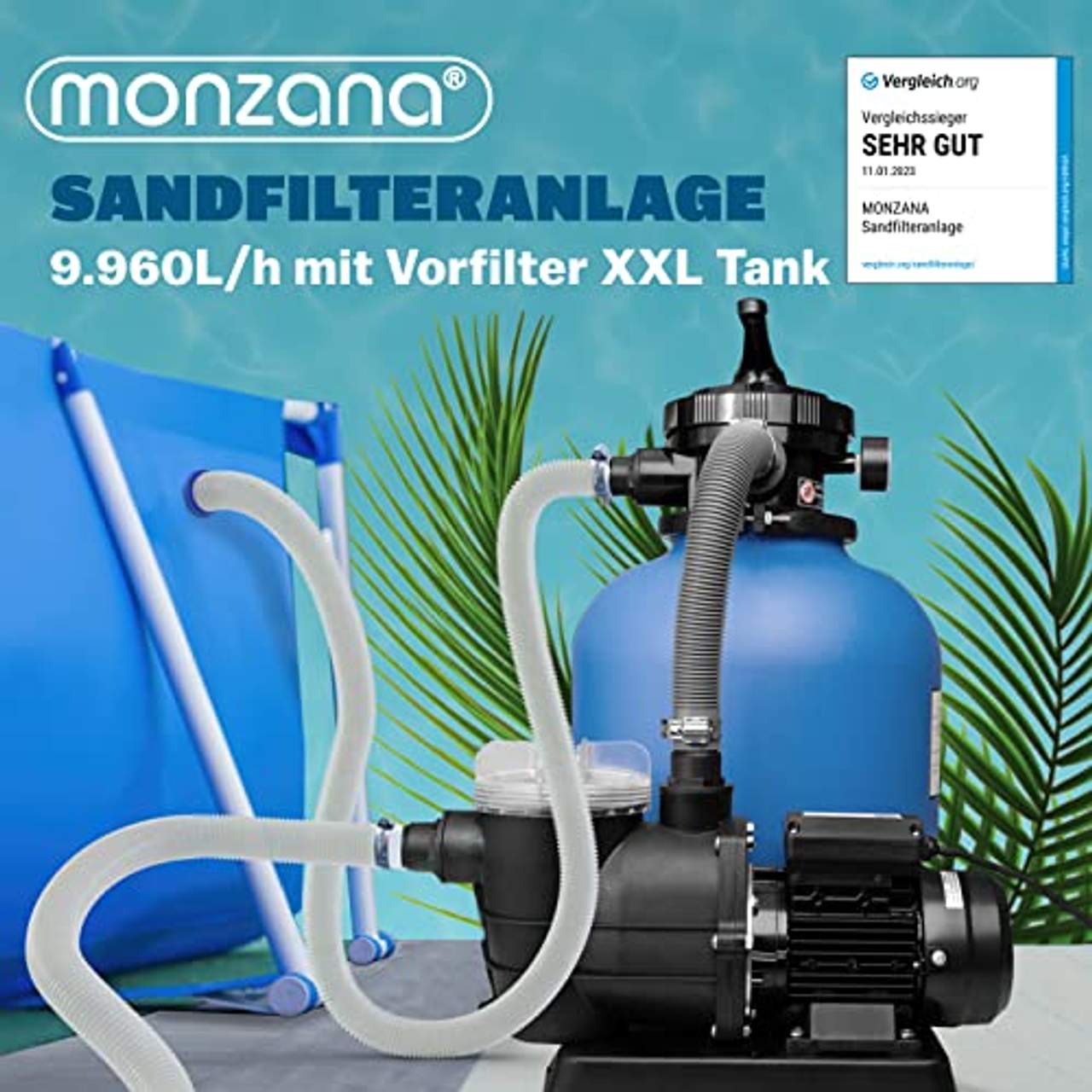 Monzana Filteranlage Sandfilteranlage 10,2 m³