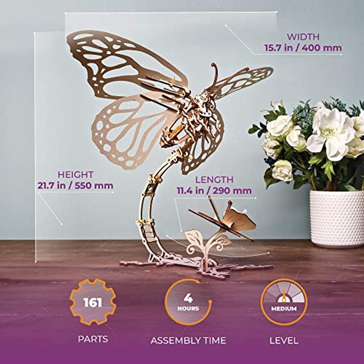 UGEARS Schmetterling 3D Holzpuzzle Erwachsene