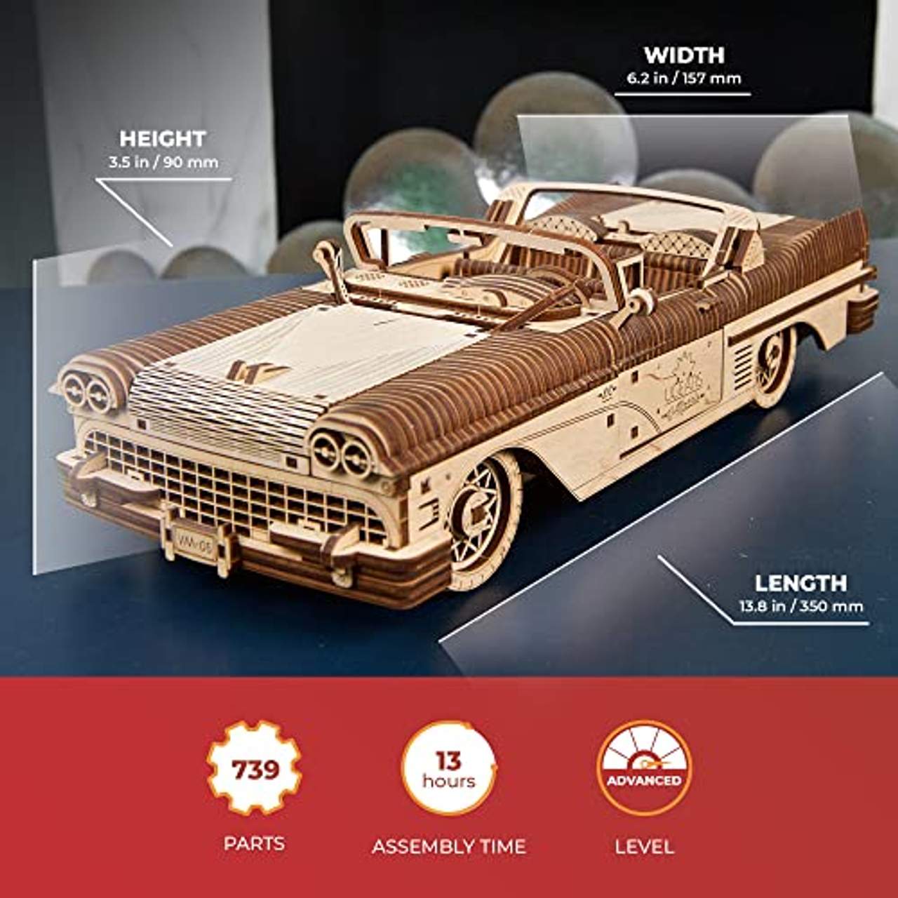 UGEARS 3D Puzzle für Erwachsene Traum Cabrio Technisches Modell Holzpuzzle