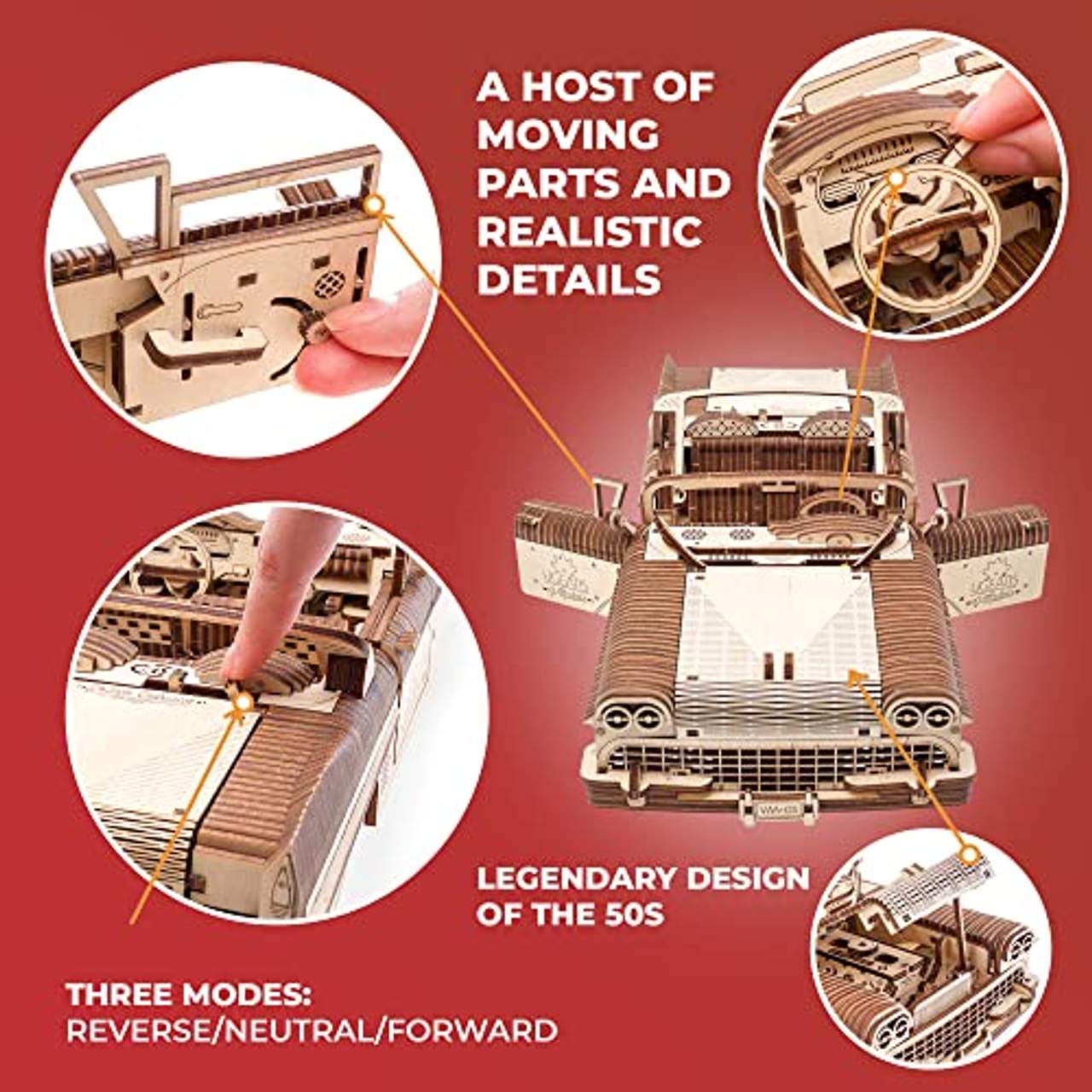 UGEARS 3D Puzzle für Erwachsene Traum Cabrio Technisches Modell Holzpuzzle