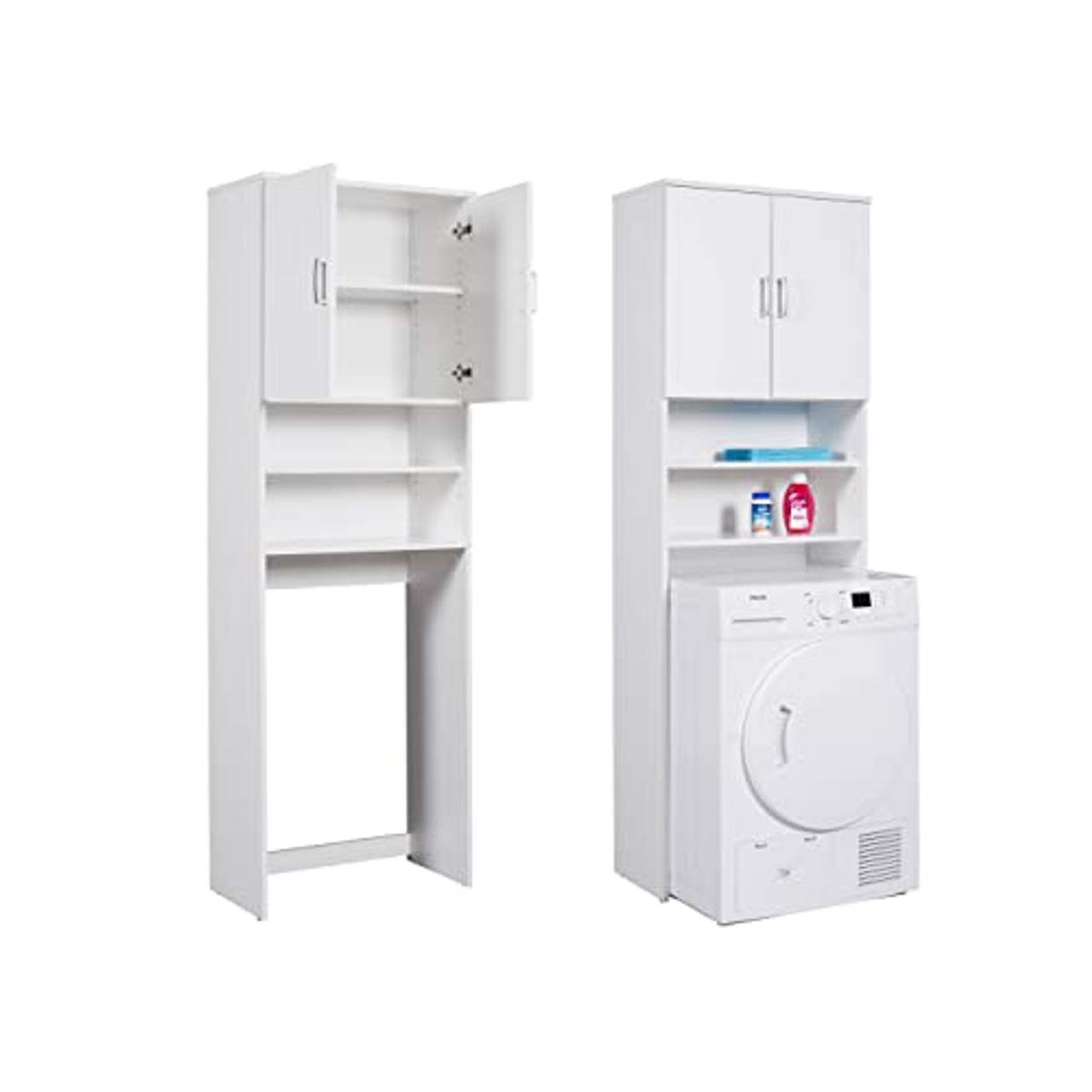 Inter Link Waschmaschinenüberbau mit 2 Türen und 2 Regale in Weiss