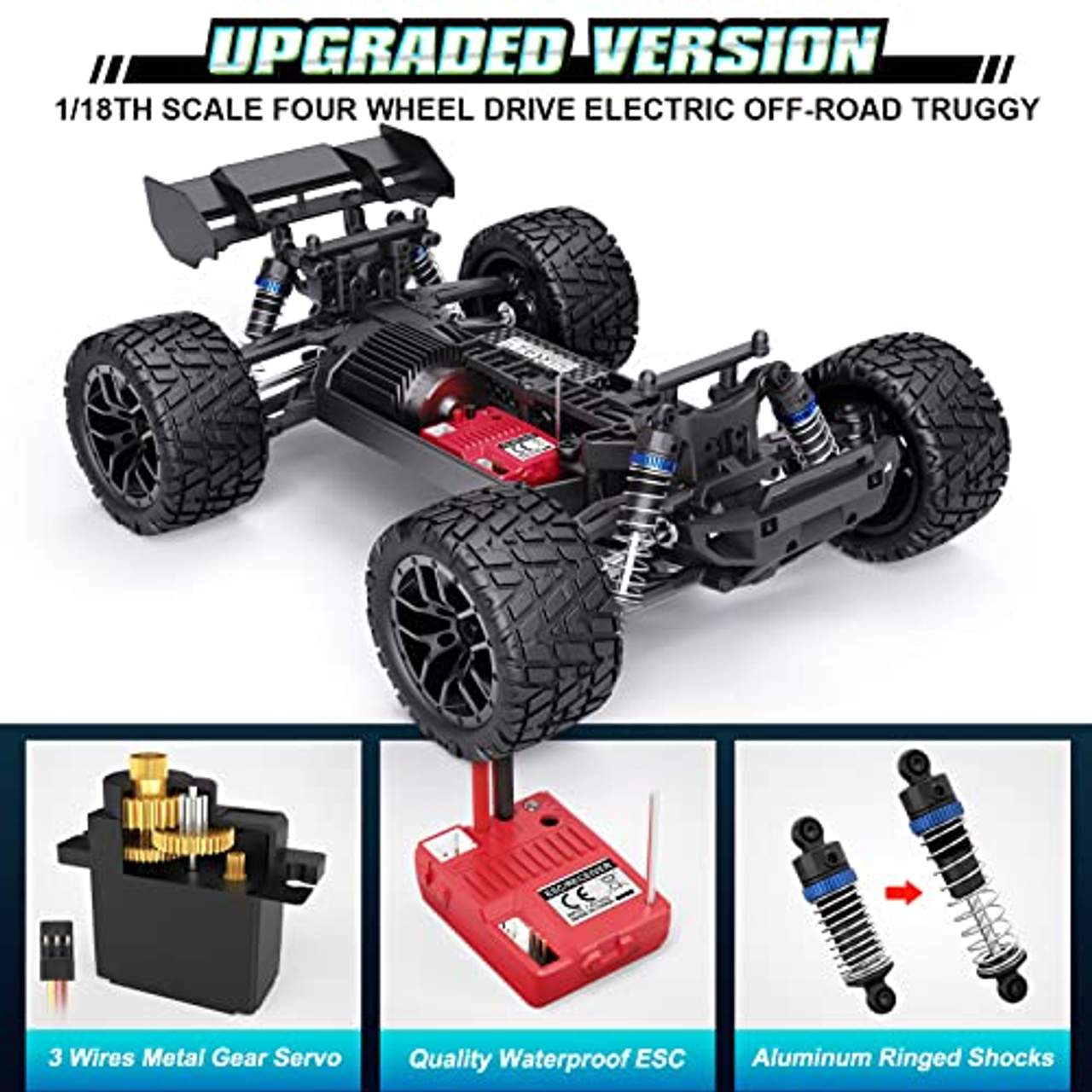 HAIBOXING Ferngesteuertes Auto 2,4 GHz 1:18 Proportional 4WD 36+ km/h Hobby RC Auto Offroad Monster RC Truck