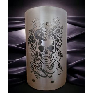 Tiko-Metalldesign Feuerkorb Skull in Flowers