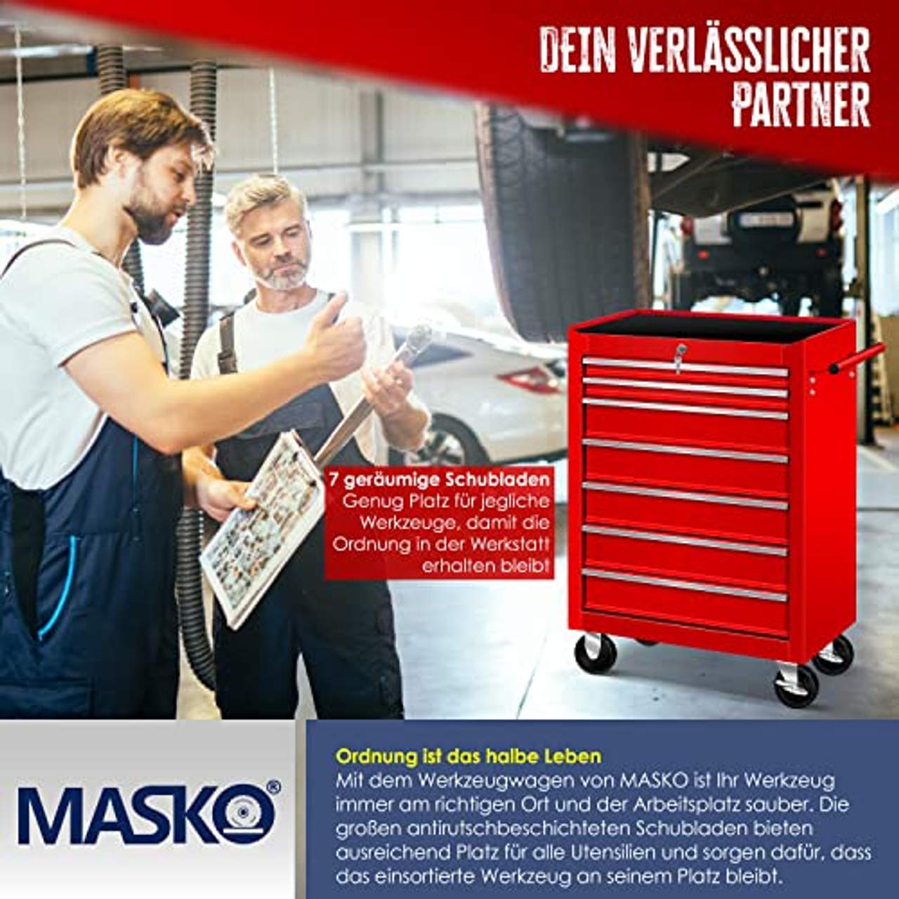 Masko Werkstattwagen 7 Schubladen