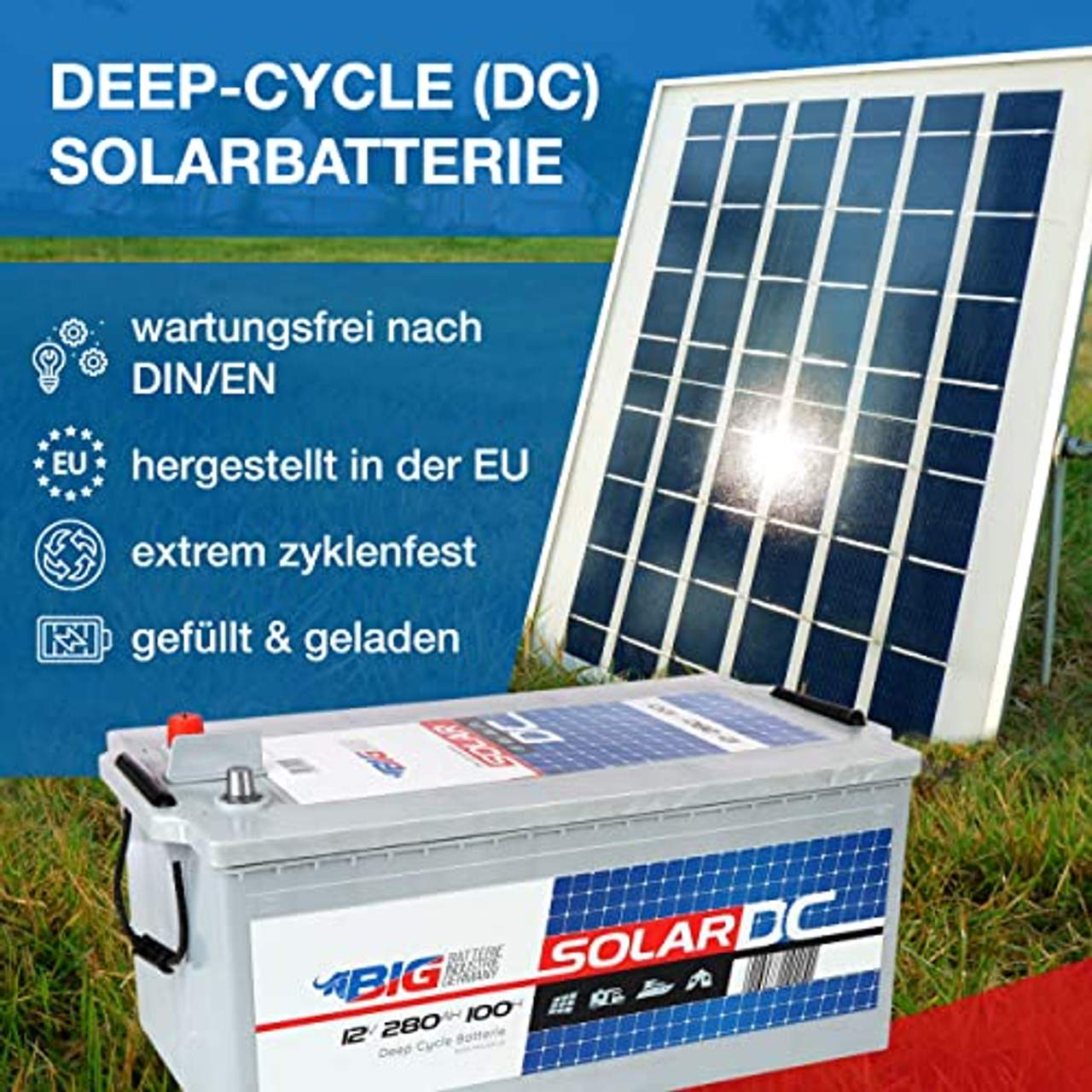 Solarbatterie 12V 280Ah Versorgungsbatterie Wohnmobil Boot
