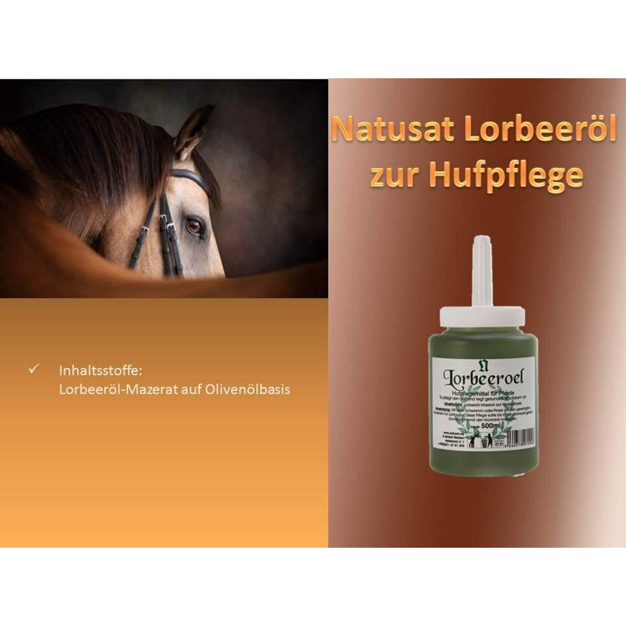 Natusat Lorbeeröl 500 ml zur Hufpflege bei Pferden