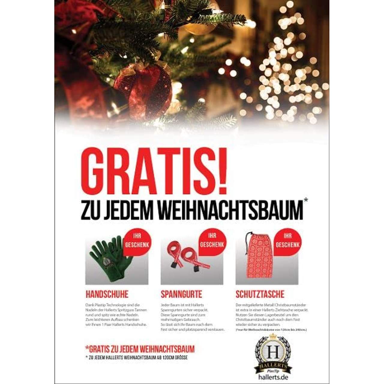 Original Hallerts Spritzguss Weihnachtsbaum Alnwick 180 cm Nordmanntannne