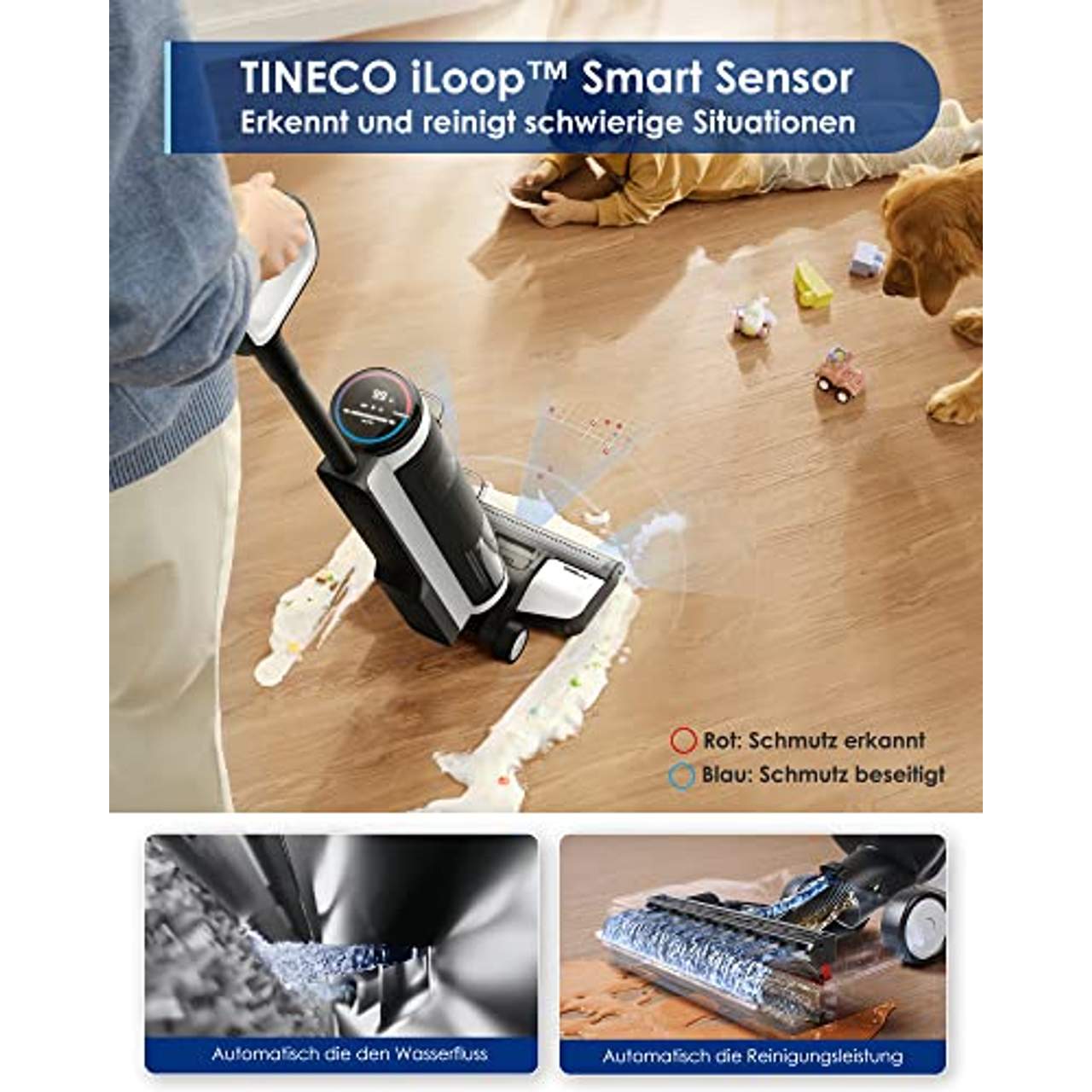 Tineco Smart kabelloser Nass-Trocken-Sauger Floor One S3 Aufladbarer All-in-One-Staubsauger