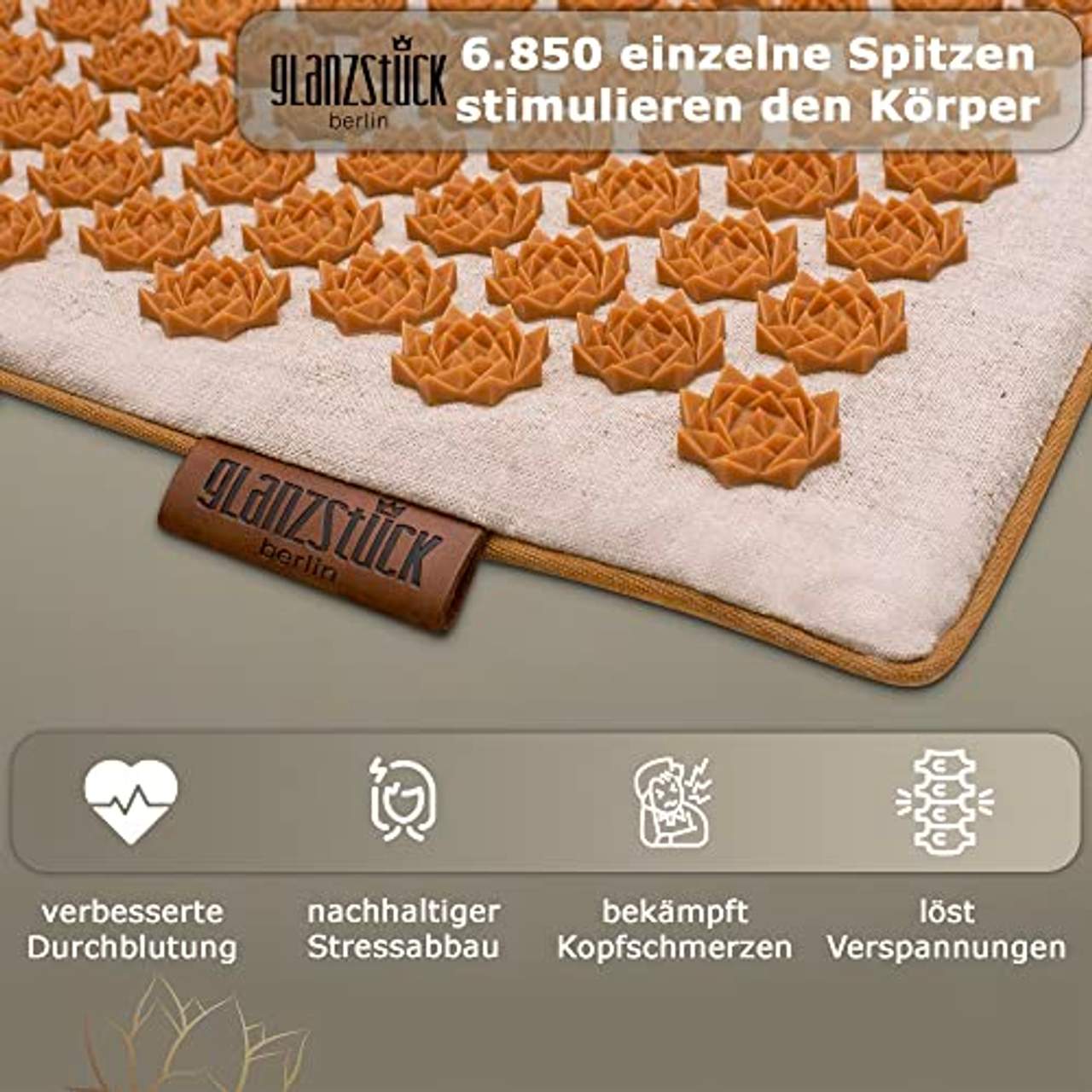Glanzstück Berlin Health Collection: XL Akupressurmatte Set Premium aus Leinen