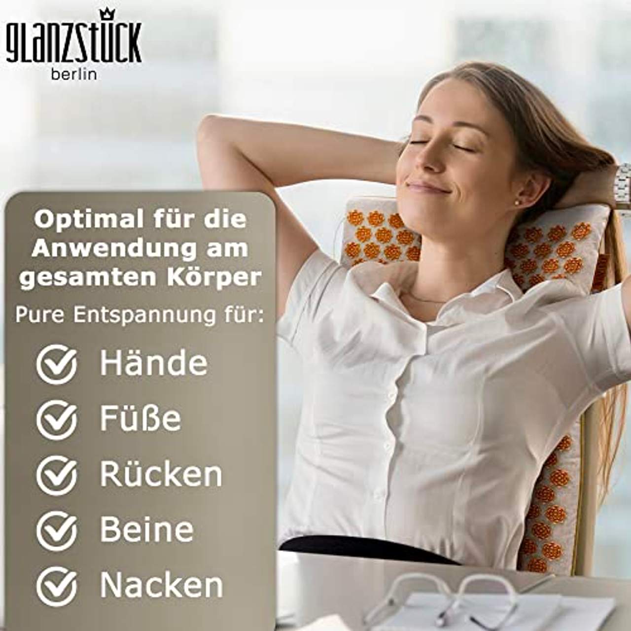 Glanzstück Berlin Health Collection: XL Akupressurmatte Set Premium aus Leinen
