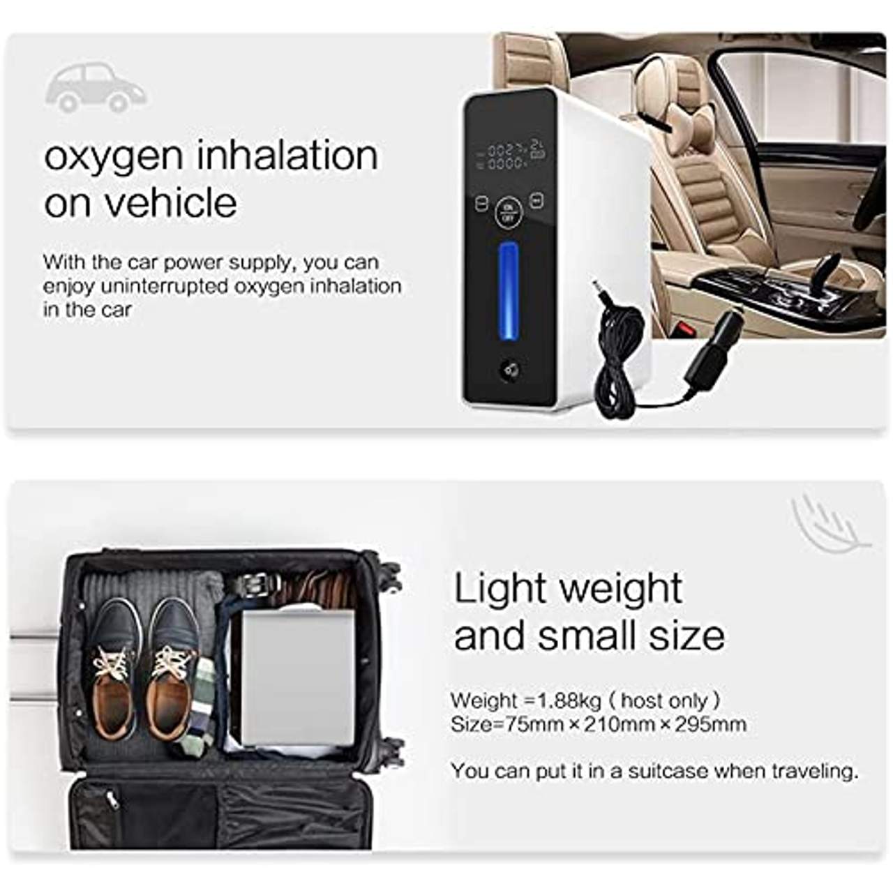 ADZHY Tragbarer Sauerstoffkonzentrator für zu Hause und auf Reisen