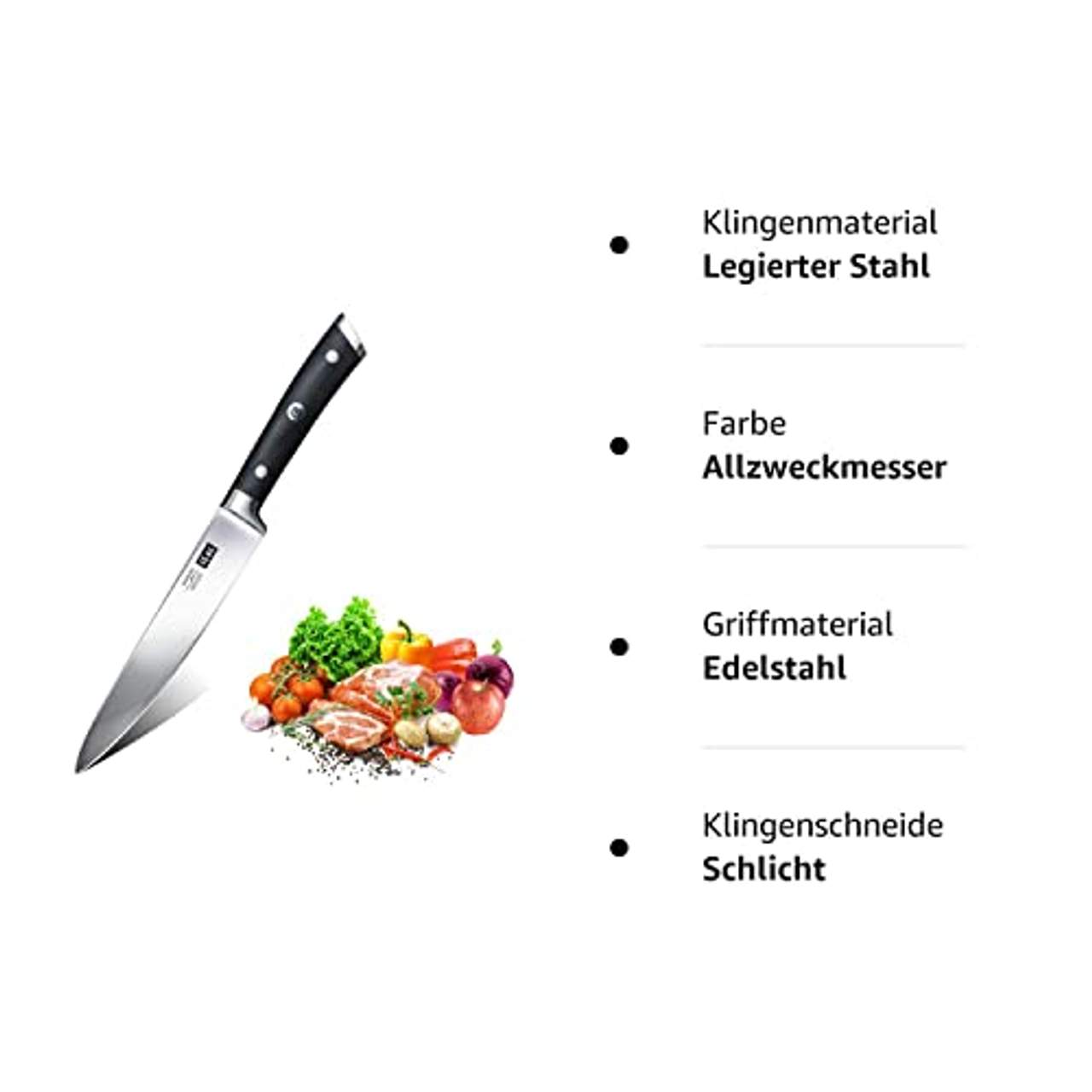 SHAN ZU Kochmesser Allzweckmesser Profi 15cm Scharf Küchenmesser
