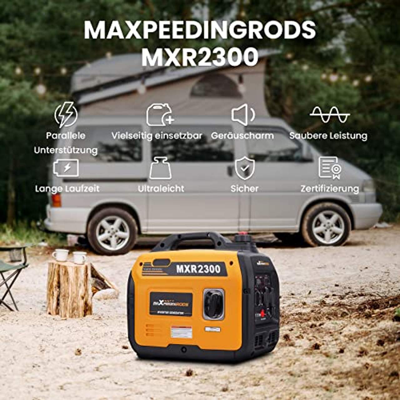 maXpeedingrods Inverter Stromgenerator 2300W Benzin 4 Takt
