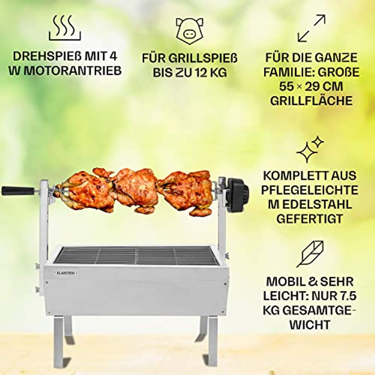 Klarstein Sauenland Mini Rotisserie-Grill