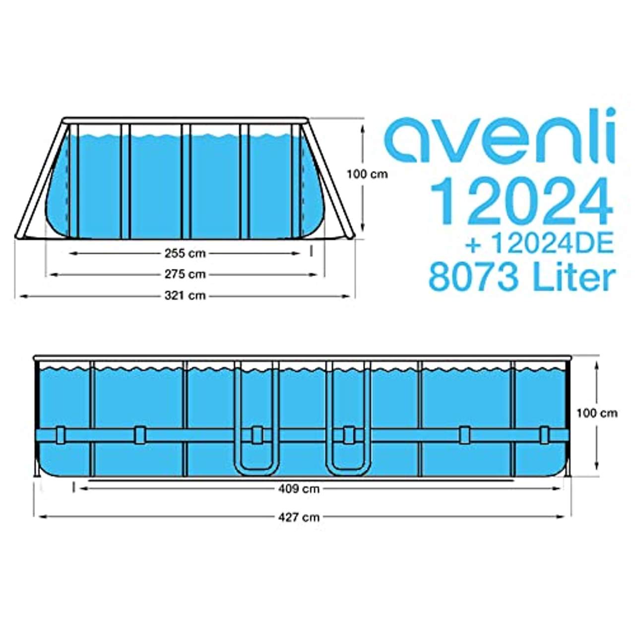 Avenli Pool 427 x 275 x 100 cm Frame Stahlrahmen Aufstellpool ohne Pumpe braune Rattanoptik