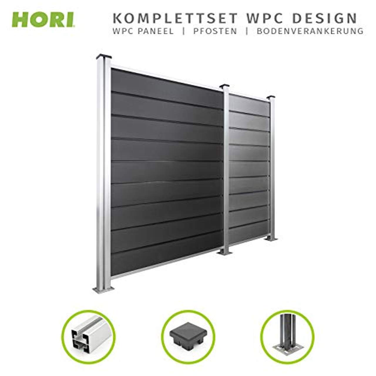 HORI WPC-Zaun Design I Sichtschutz-Zaun