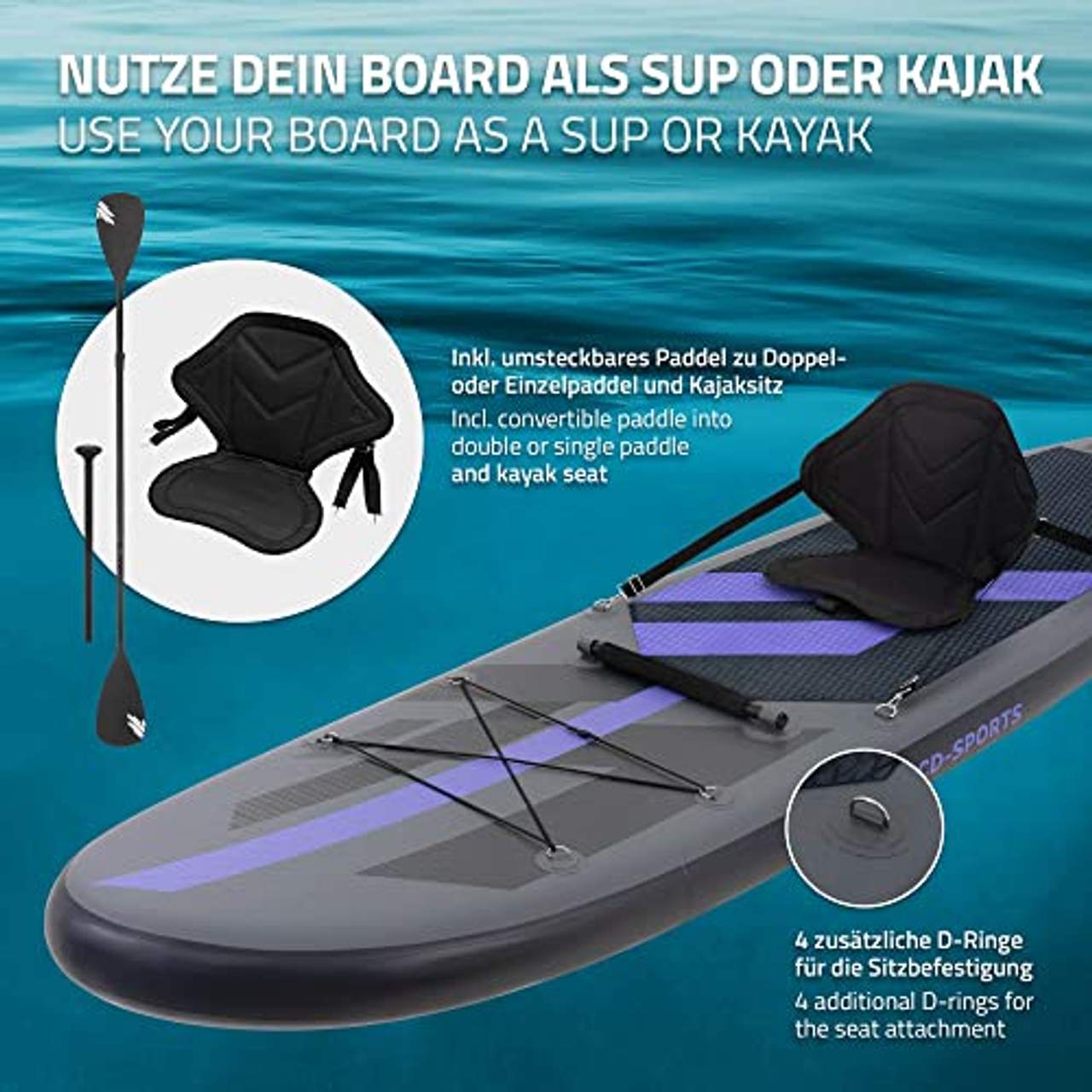 ECD Germany Aufblasbares Stand Up Paddle Board