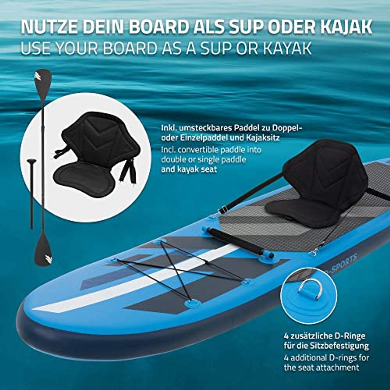 ECD Germany Aufblasbares Stand Up Paddle Board Kajak Sitz
