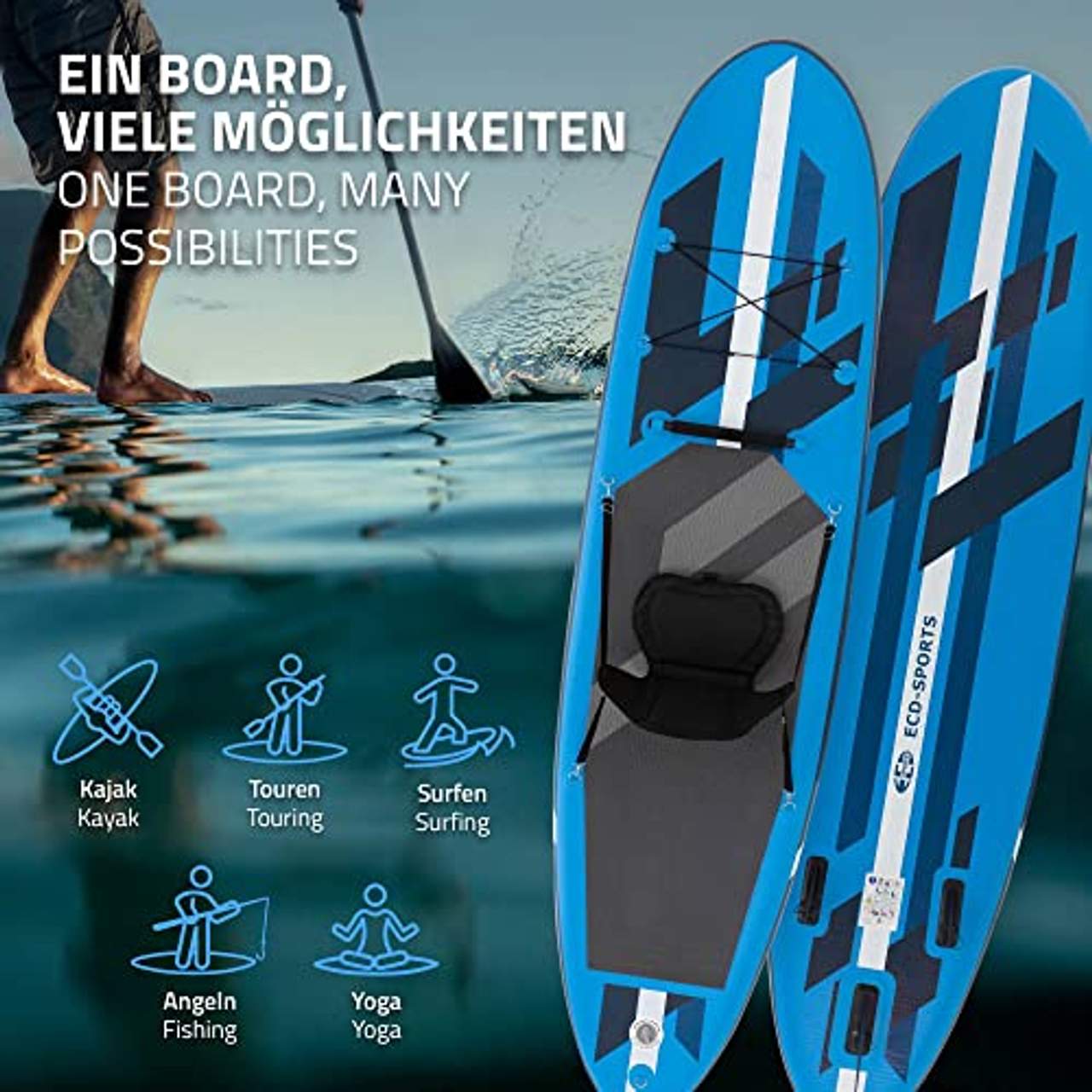 ECD Germany Aufblasbares Stand Up Paddle Board Kajak Sitz