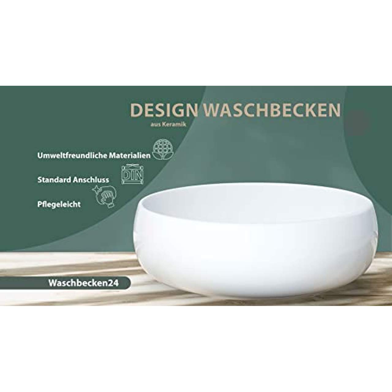 Waschbecken24 BxTxH 40x30x13 CM Keramik Waschbecken  