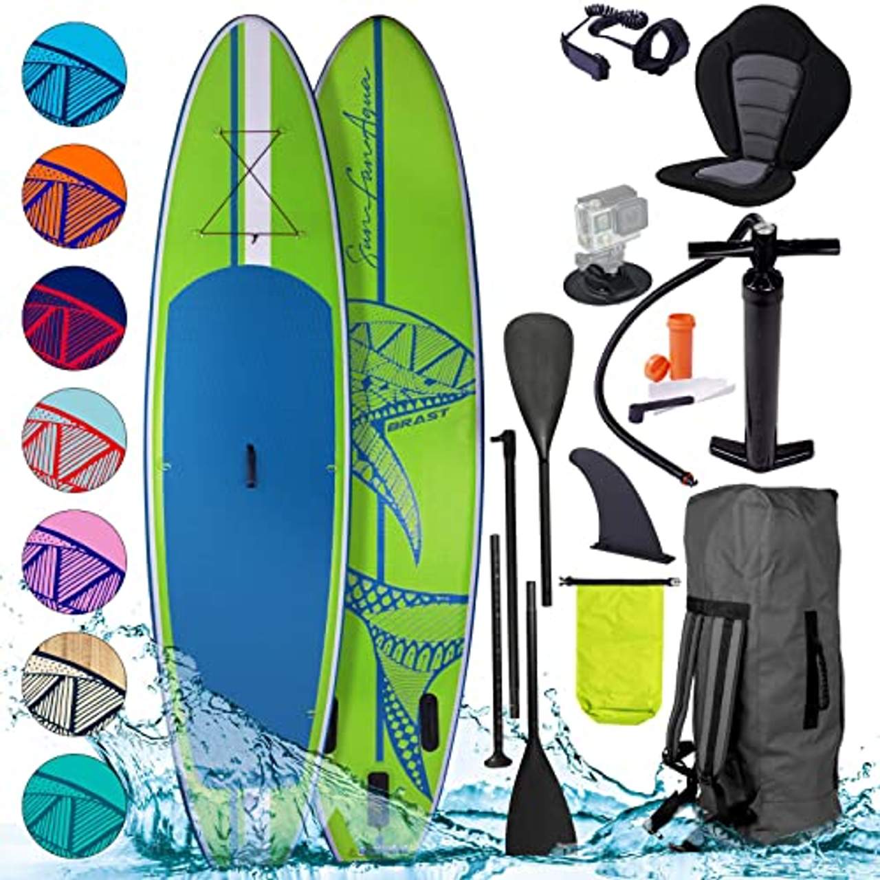 SUP Board Stand up Paddle Paddling Surfboard Shark Grün 320x76x15cm