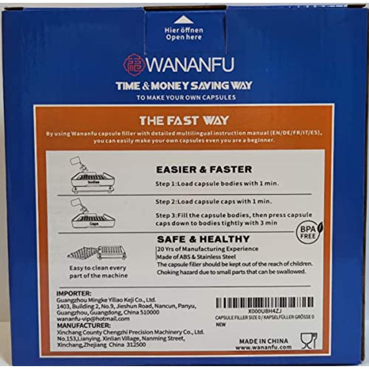 Wananfu Kapselfüller 0 mit detaillierter Anleitung