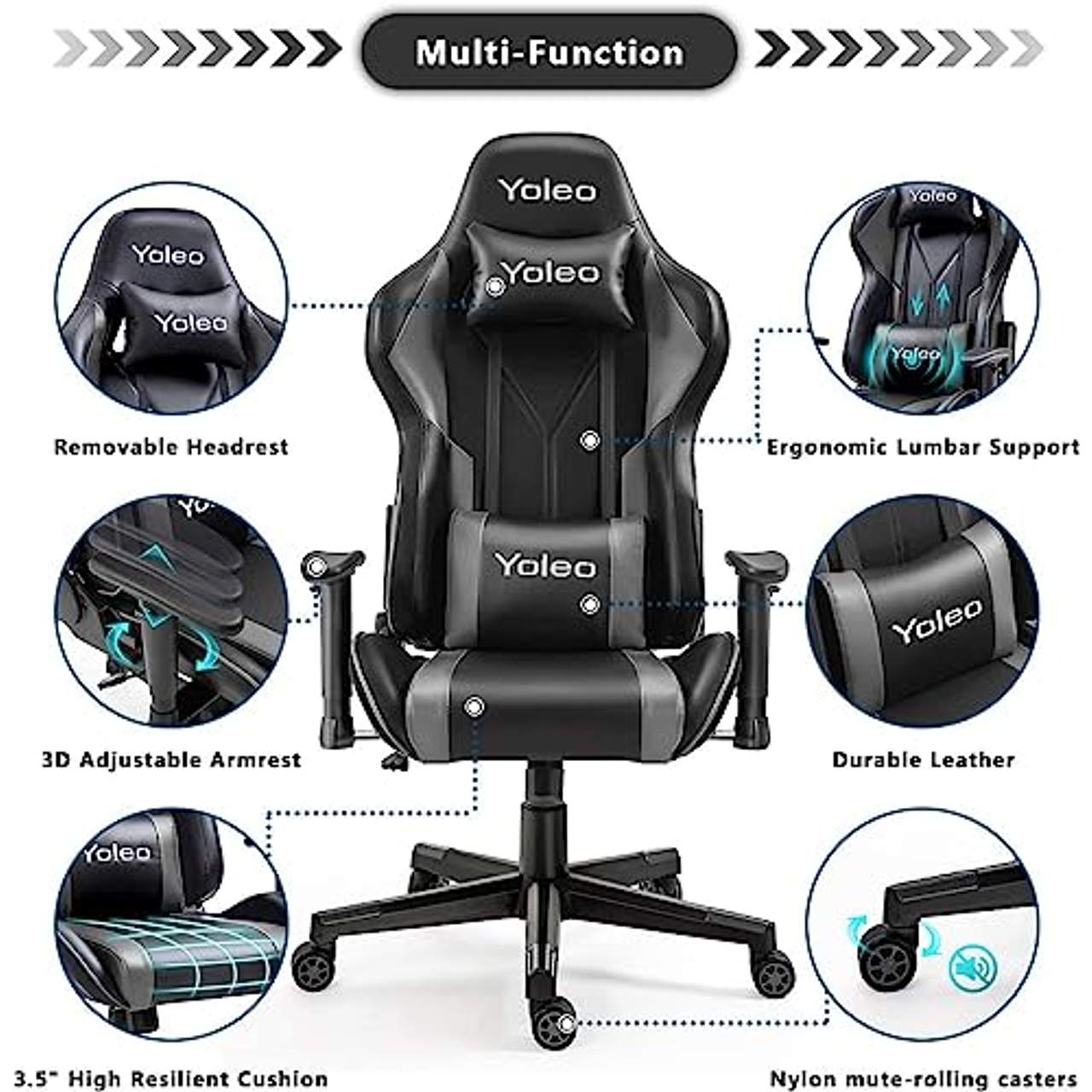 YOLEO Gaming Stuhl Bürostuhl Racing Stuhl Gamer Ergonomischer