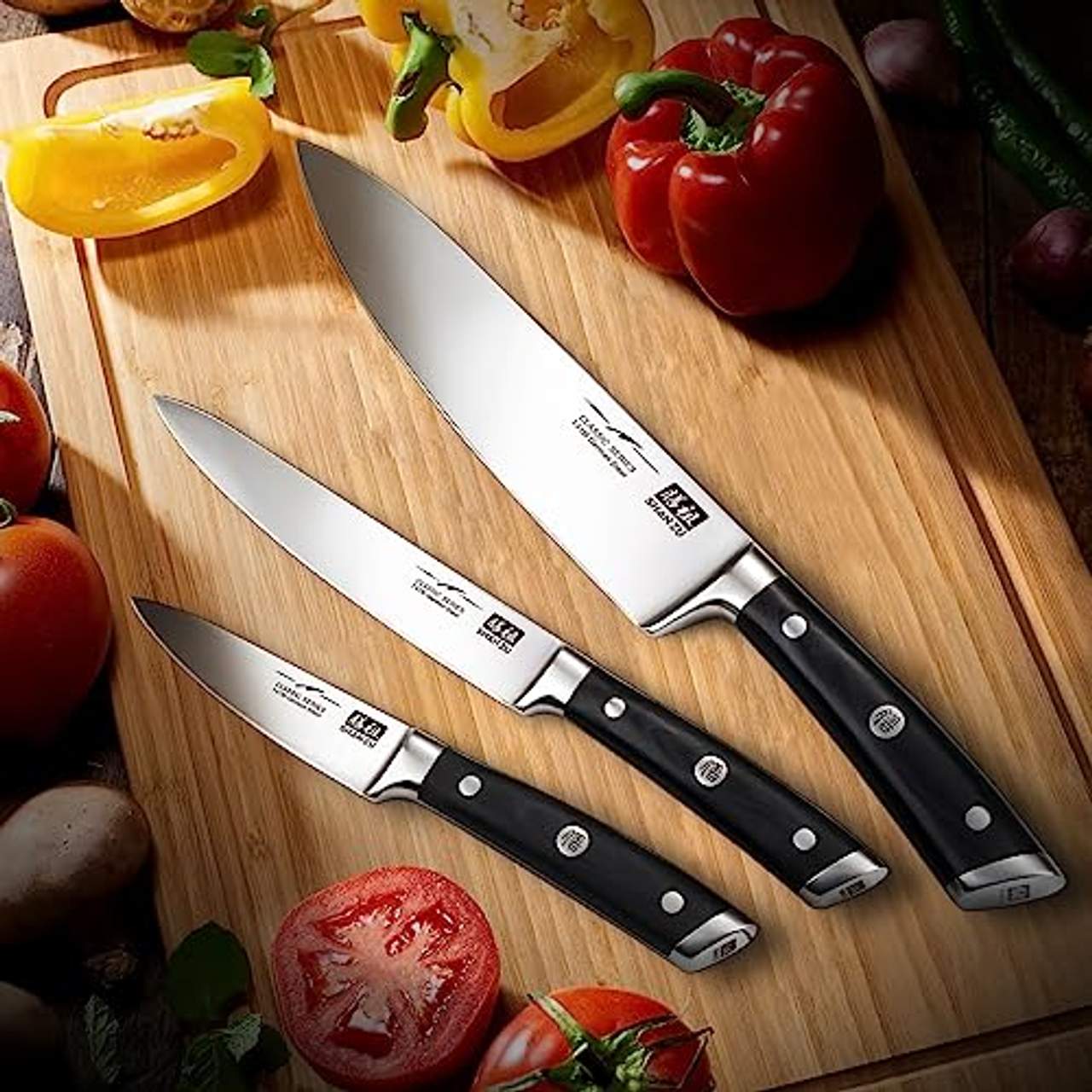 SHAN ZU Küchen Messer Set 200 mm Chef Messer 153mm Kochmesser 95mm Schälmesser