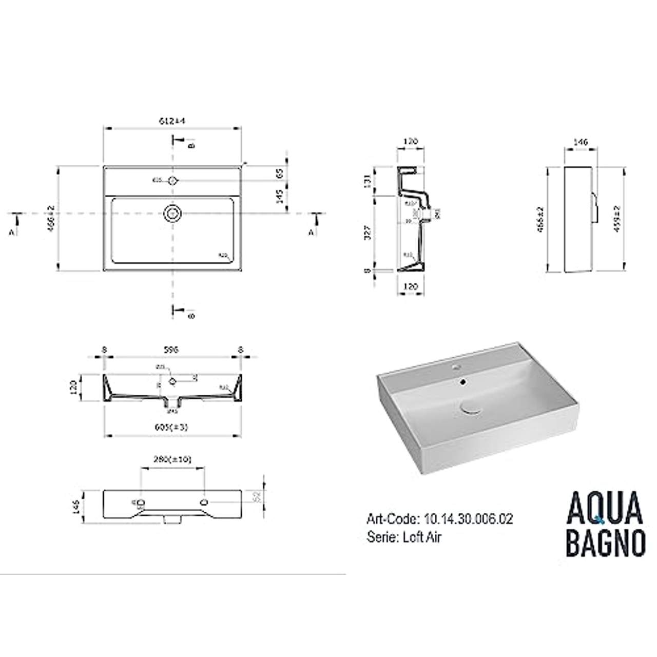 Aqua Bagno Waschbecken 60 im modernen Loft Air Design