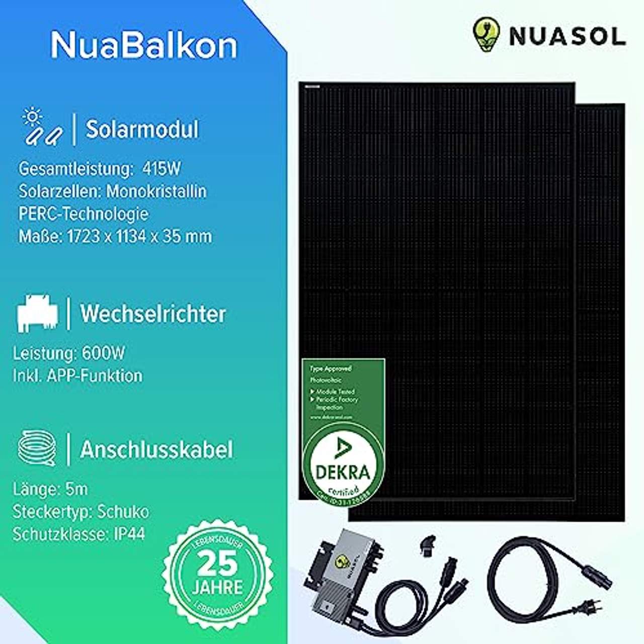 NuaSol Balkonkraftwerk 830W Solarmodul