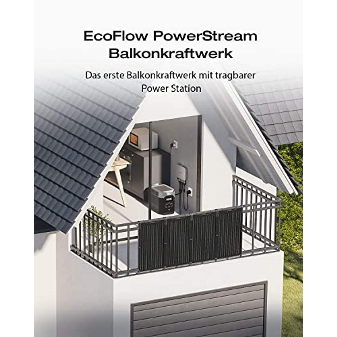 EcoFlow PowerStream Balkonkraftwerk WiFi netzgekoppelter Mikrowechselrichter