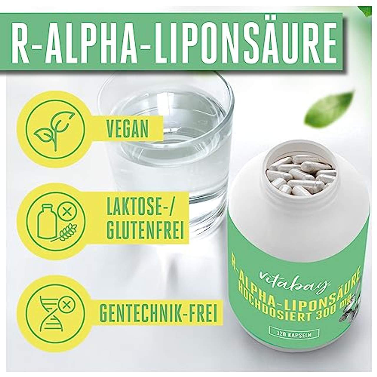 Vitabay R-Alpha-Liponsäure 300 mg 120 vegane Kapseln