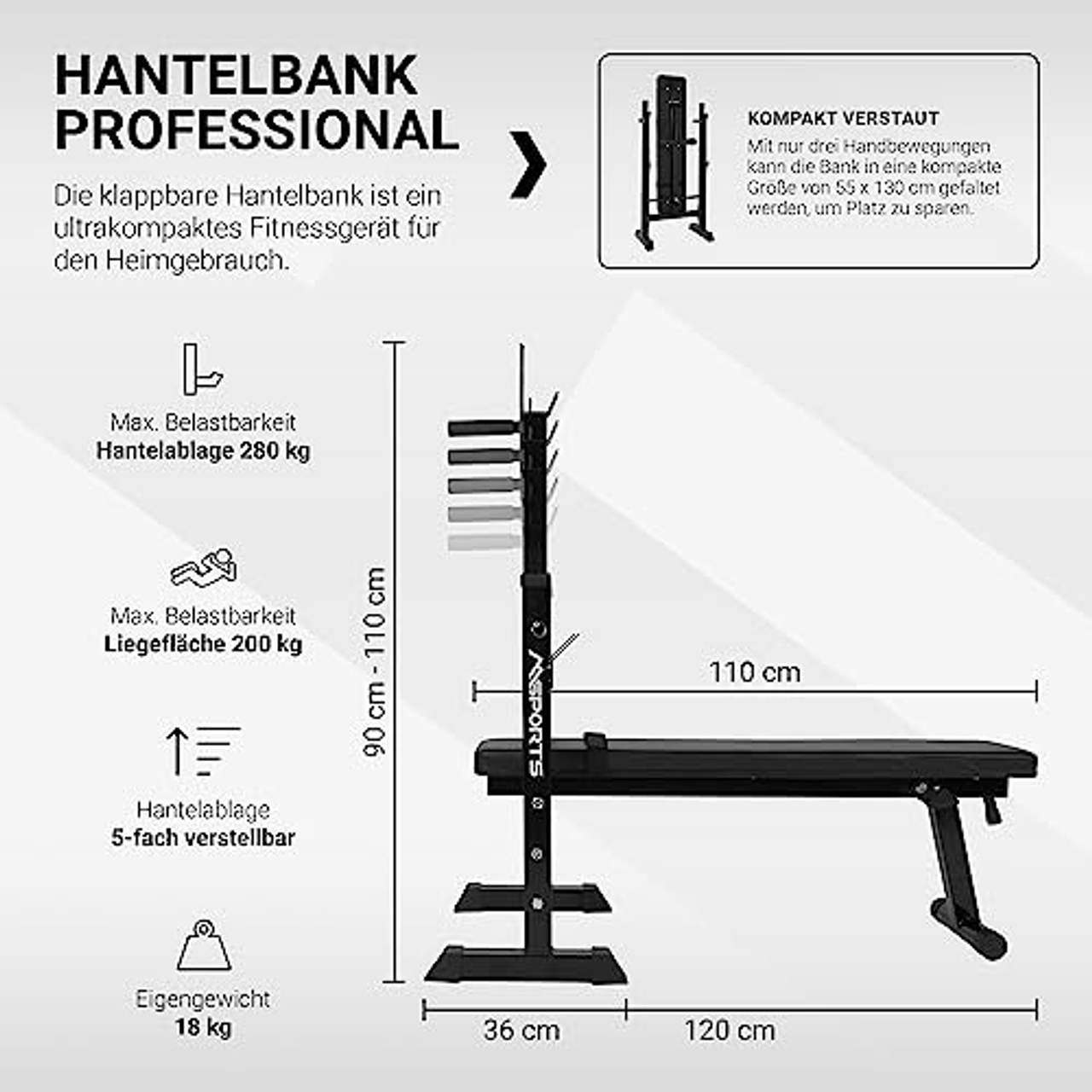 MSPORTS Hantelbank Professional 