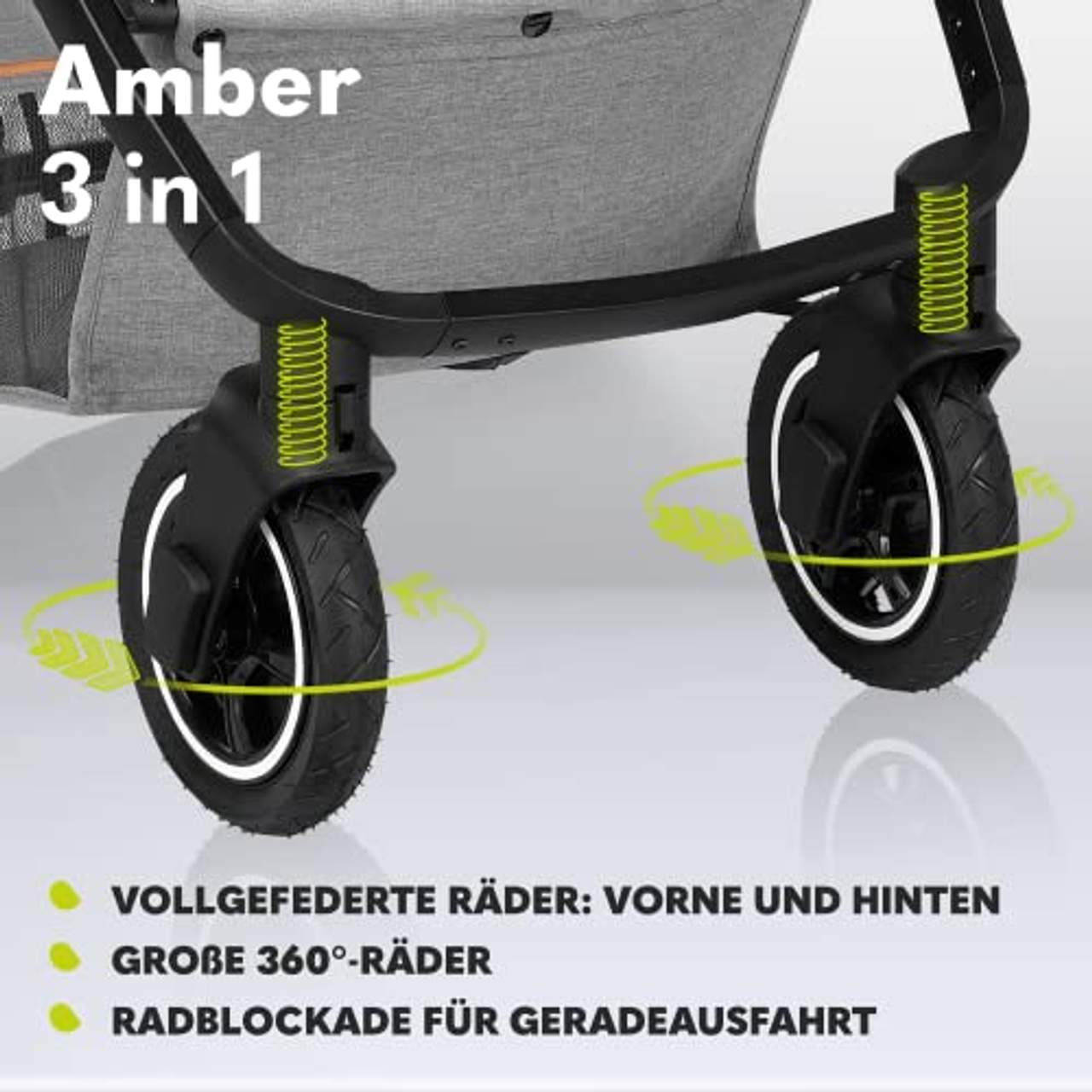 Lionelo Amber Kinderwagen 3 in 1 Kombikinderwagen Set sportlicher Sitz