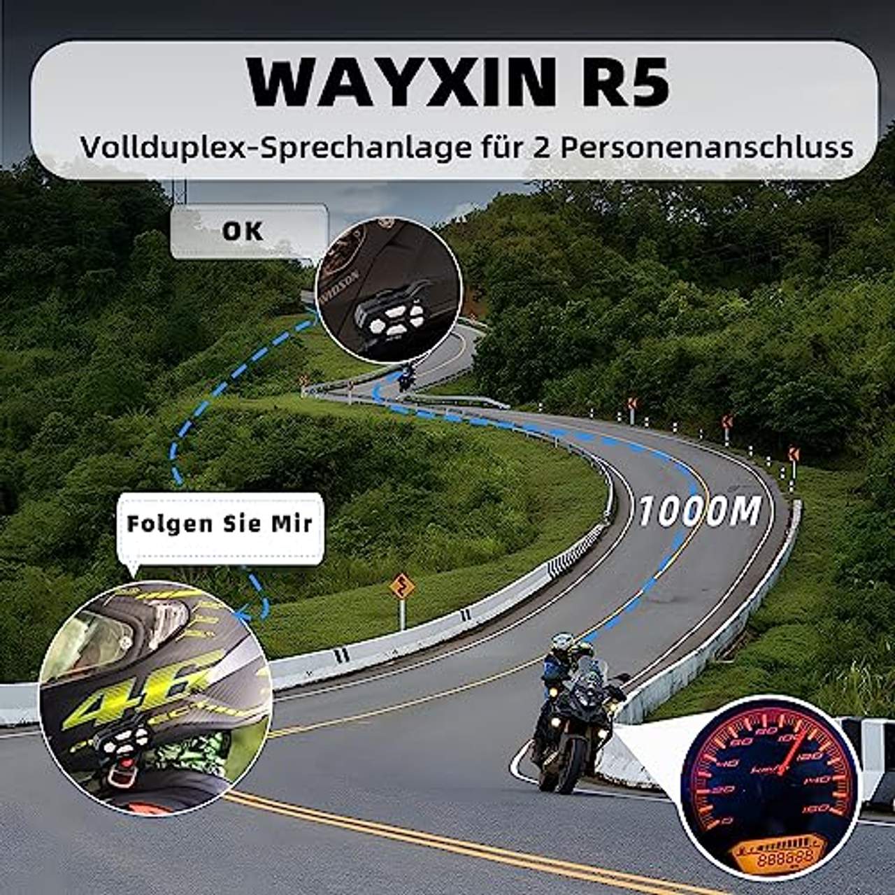 WAYXIN R5 Motorrad Headset Doppelpack