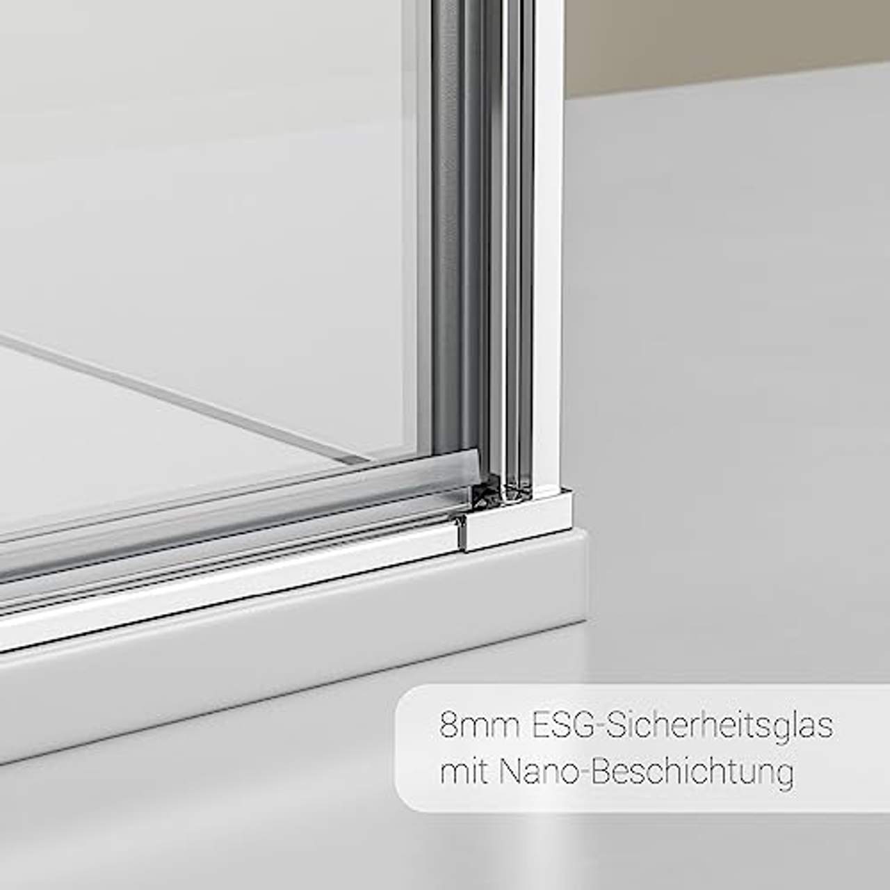 Duschabtrennung EX416-Kombi ESG-Glas Nano Hebe-Senk-Funktion Eckdusche Drehtür